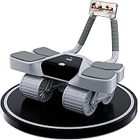 RoyalBlaze 4-Wheel Ab Roller with Elbow Support & Booty Bands - Automatic Rebound, Anti-Slip, Calorie LCD Tracker (124 chars)