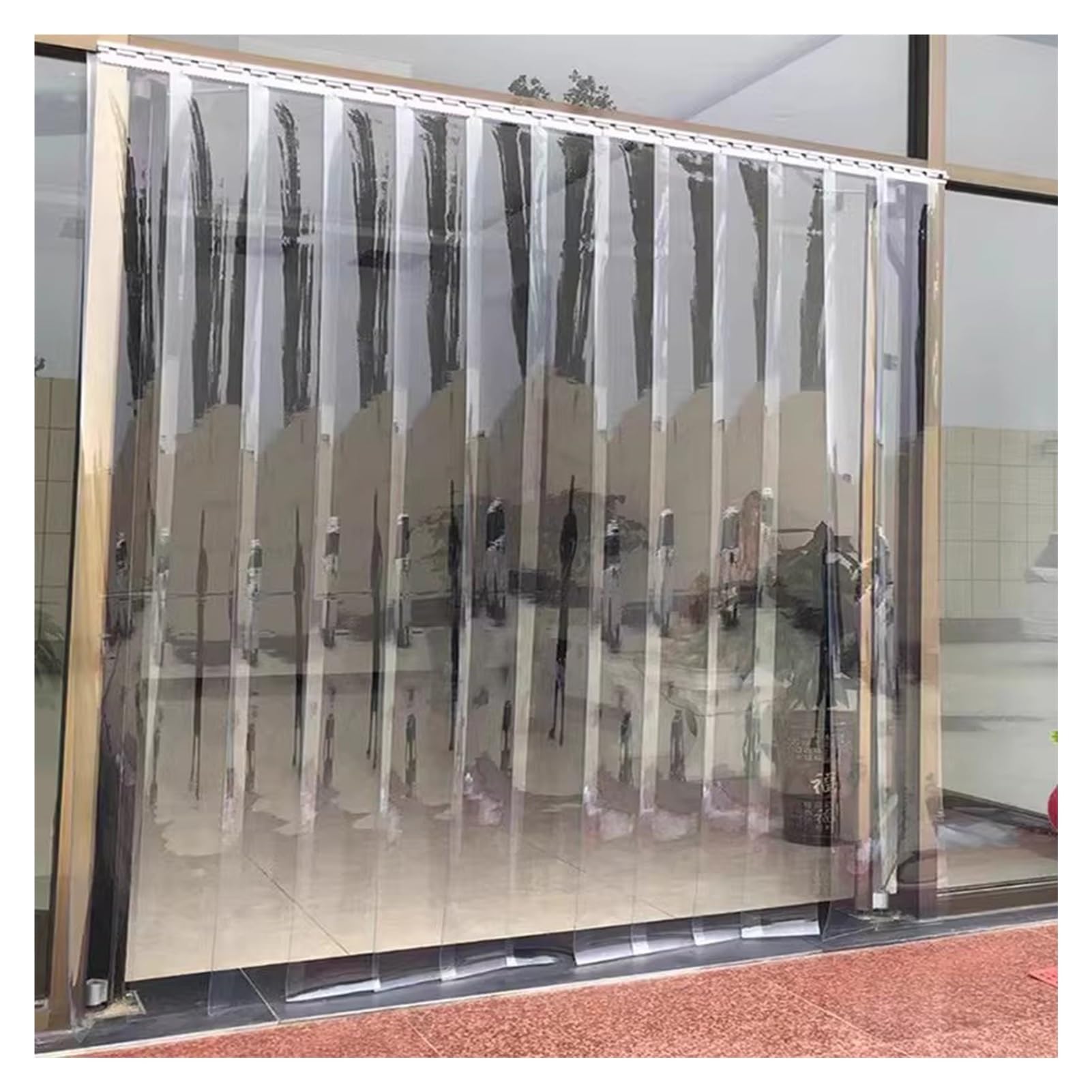 Plastiques Bande Lamelle Protection Contre Le Froid Rideaux Porte Lanières PVC Air Curtain Salon, Cour(105x220cm/41.34x86.61in)