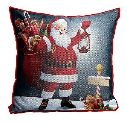 DreamVio Jute Exclusive Merry Christmas Decorative Throw/Pillow Covers, Cushion Covers for Gifting, Living Room, Bed Room, Sofa,Chairs Pack/Set of 1 (Multicolour, Size 24 x 24 Inches)