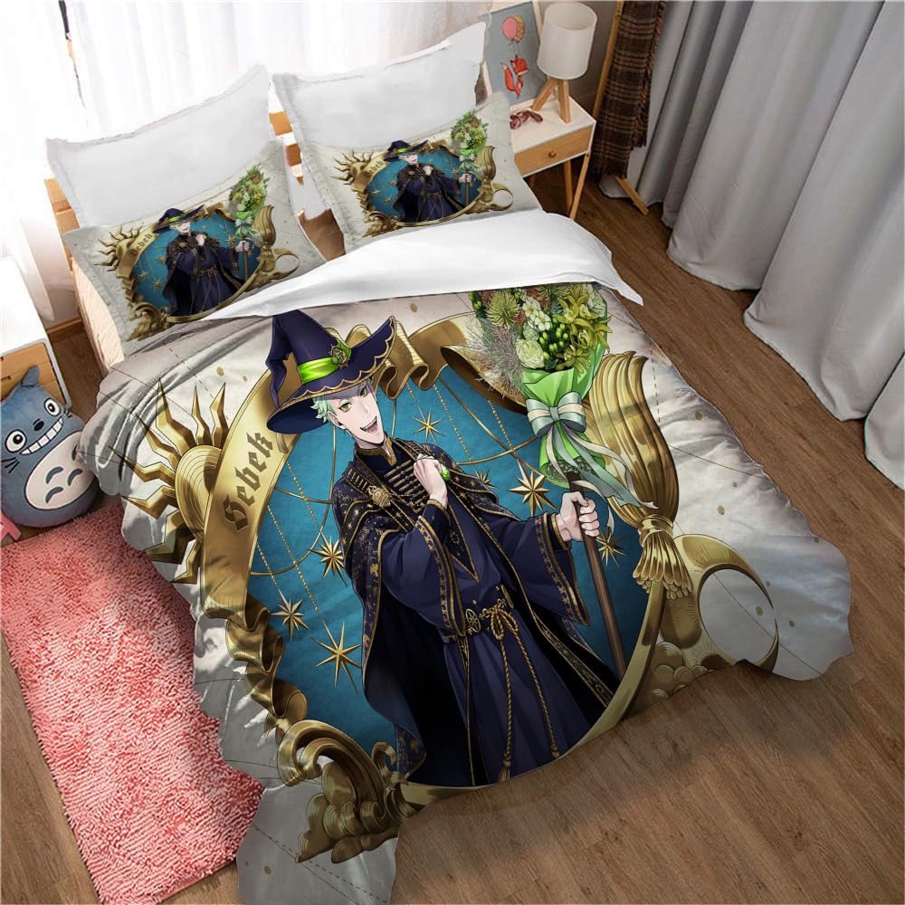 Duvet Cover Set Twisted Wonderland Bedding Set Kawaii Girl Bedding Set Lovely Duvet Cover Quilt Cover Soft Bedspread Cover (220x230cm(King),TW 03)