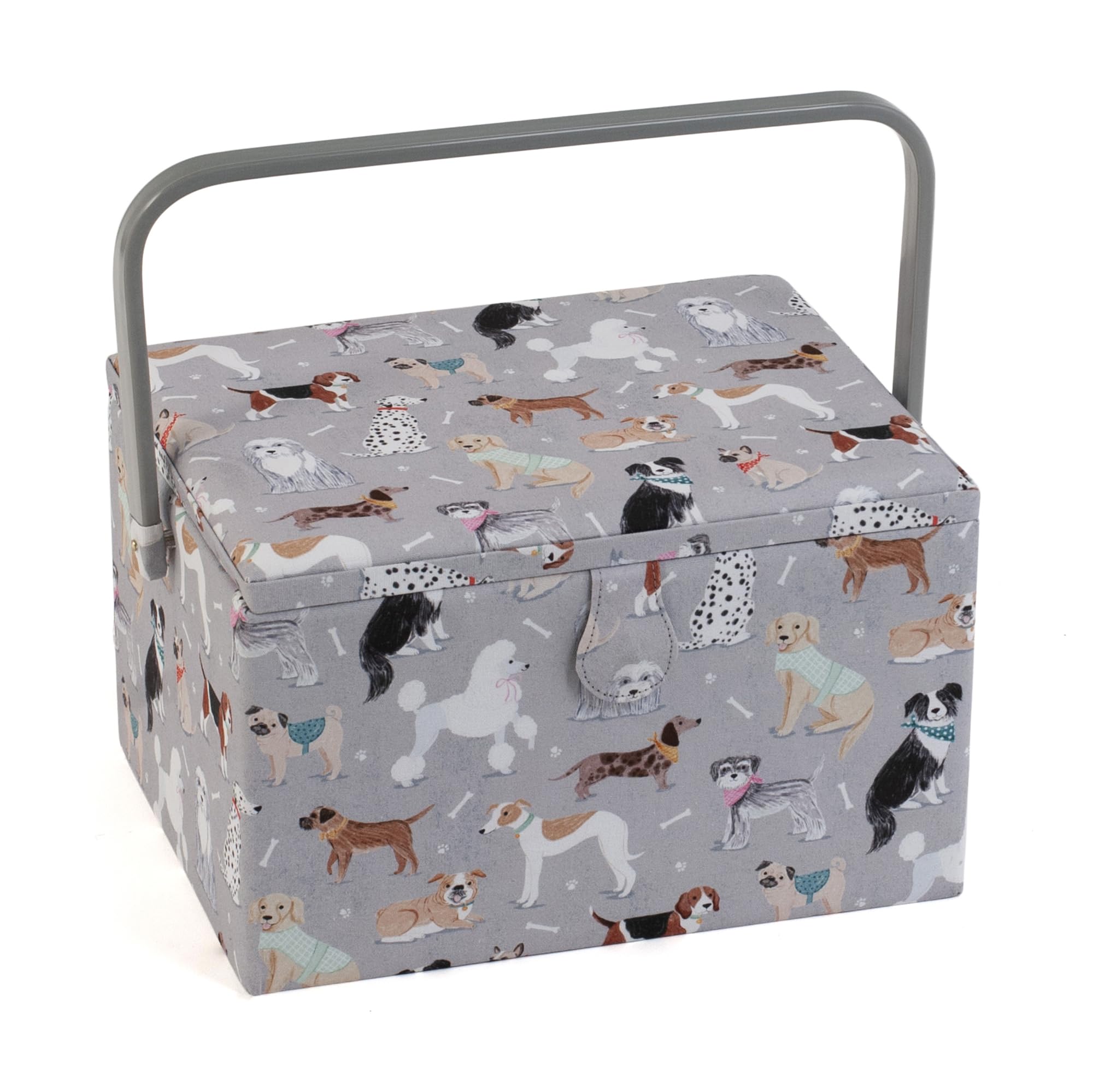 Hobby Gift Large Sewing BoxFabric Covered Storage Box With Tray 31 X 23.5 X 20Cm from B&Q