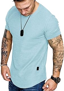 Fashion Mens T Shirt Muscle Gym Workout Athletic Shirt Cotton Tee Shirt Top
