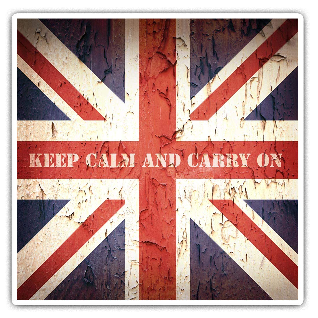Destination Vinyl Ltd Multi Square Stickers (Set Of 2) 10Cm - Keep Calm Carry On Britain Laptop Tablet Luggage Scrapbook #14515