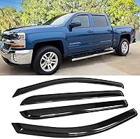 Amzayard Window Visors Rain Guards for 2014-2018 Silverado Sierra 1500 Crew Cab, 2015-2018 2500/3500 HD - Vent Deflectors Sun Shades