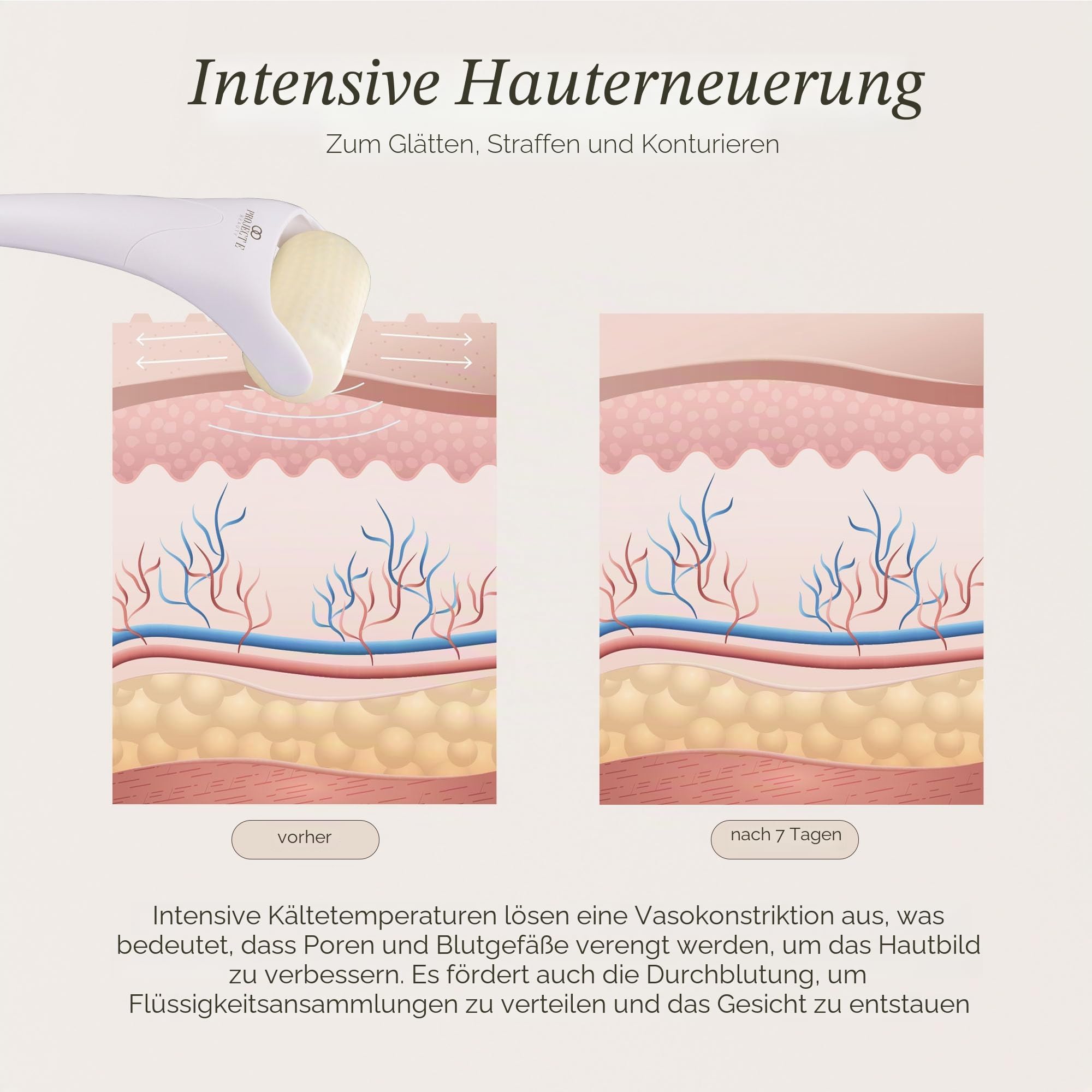Project E Beauty Eisroller Kältetherapie | Gesicht Auge Körper Massage Massagegerät unter den Augen Schwellungen Aufhellen Abkühlen Falten Straffen Dunkle Ringe Reduzieren Muskelkater Schmerzlinderung