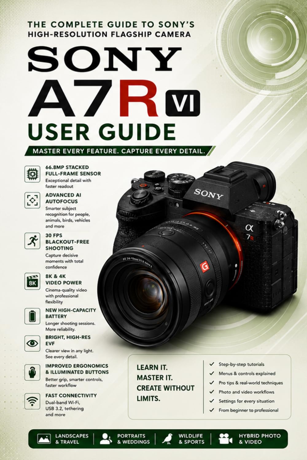 SONY A7R VI USER GUIDE: Complete Camera Manual to Set Up, Shoot Sharp Photos, Record 8K Videos, Use Autofocus, Menus, Shooting Modes, Lenses, RAW, and Troubleshoot Common Problems Fast Today!
