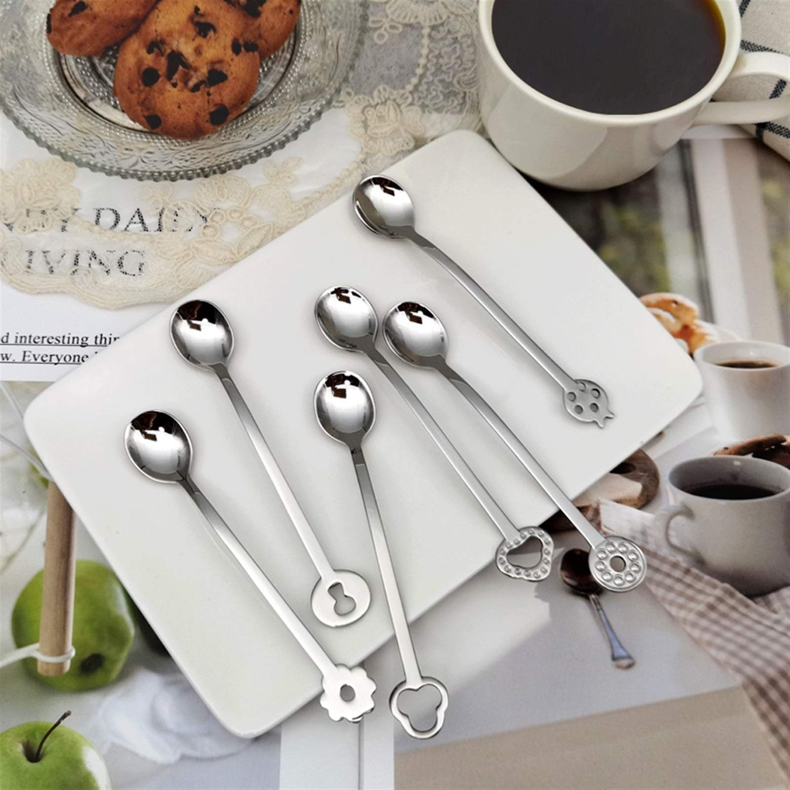 Cucharas de Postre Café de acero inoxidable con agitación de la cucharada de la cucharada de la cuchara de la cuchara de café, láctea de la barra de la barra de la lámina de la cucharada de la cuchara