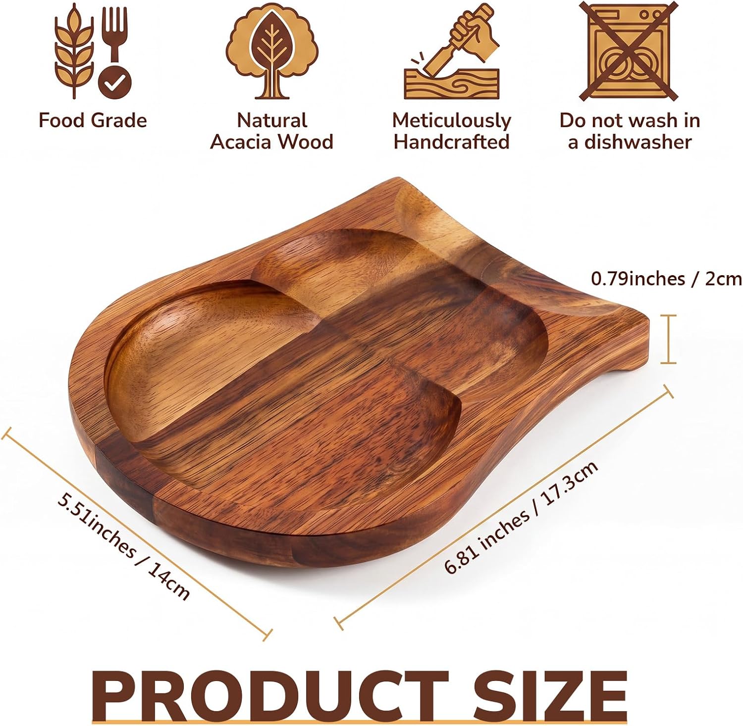 Junkin Acacia Wood Spoon Rest, 6.8 Inch Wooden Spoon Holder for Stove Top & Counter, Heat Resistant Utensil Rest for Ladles Spatulas, Non-slip Silicone Feet, Kitchen
