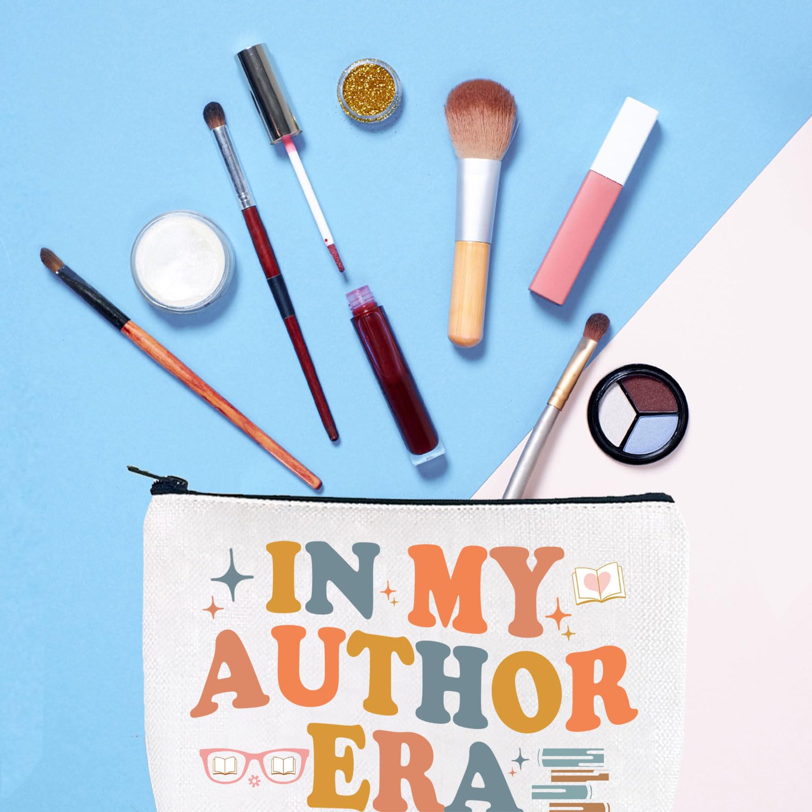 LEVLO Novel Writer Author Makeup Bag Writer Themed Gift Novelist Author Gifts for Women Writer Author Novelist Cosmetic Bag (in My Author 3UK) - Image 4