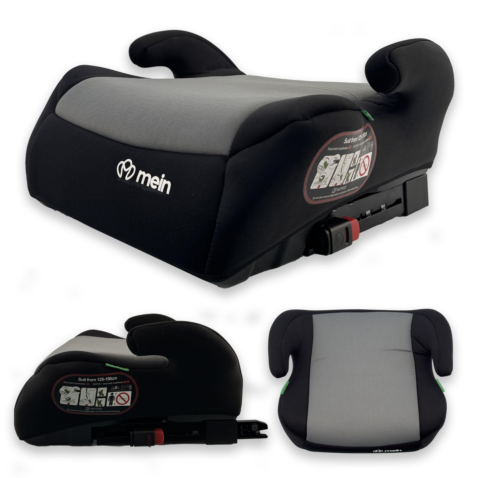 Mein Alzatina Auto Bimbi Isofix Rialzo Auto per Bambini 22-36kg Sistema Isofix Universale Seggiolino Auto gruppo 2-3 Adatto da 5-12 Anni per Bambini 125-150 cm (GRIGIO)
