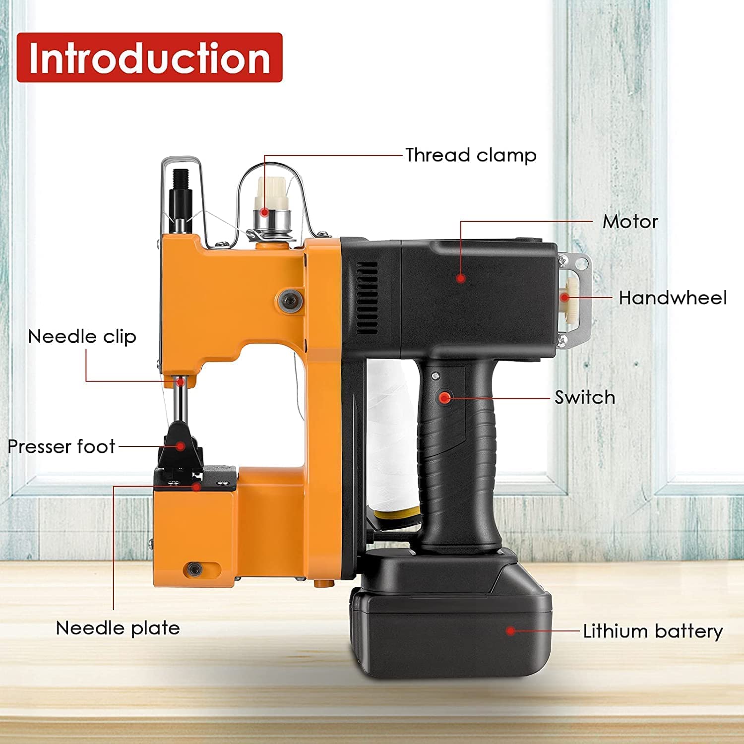 Macchina da Cucire Portatile Cucitrice Portatile per Tessuti Closer Stitcher Per Borse Tessute, Borse di Pelle di Serpente, Borse di Riso, Borse di Plastica Industriali