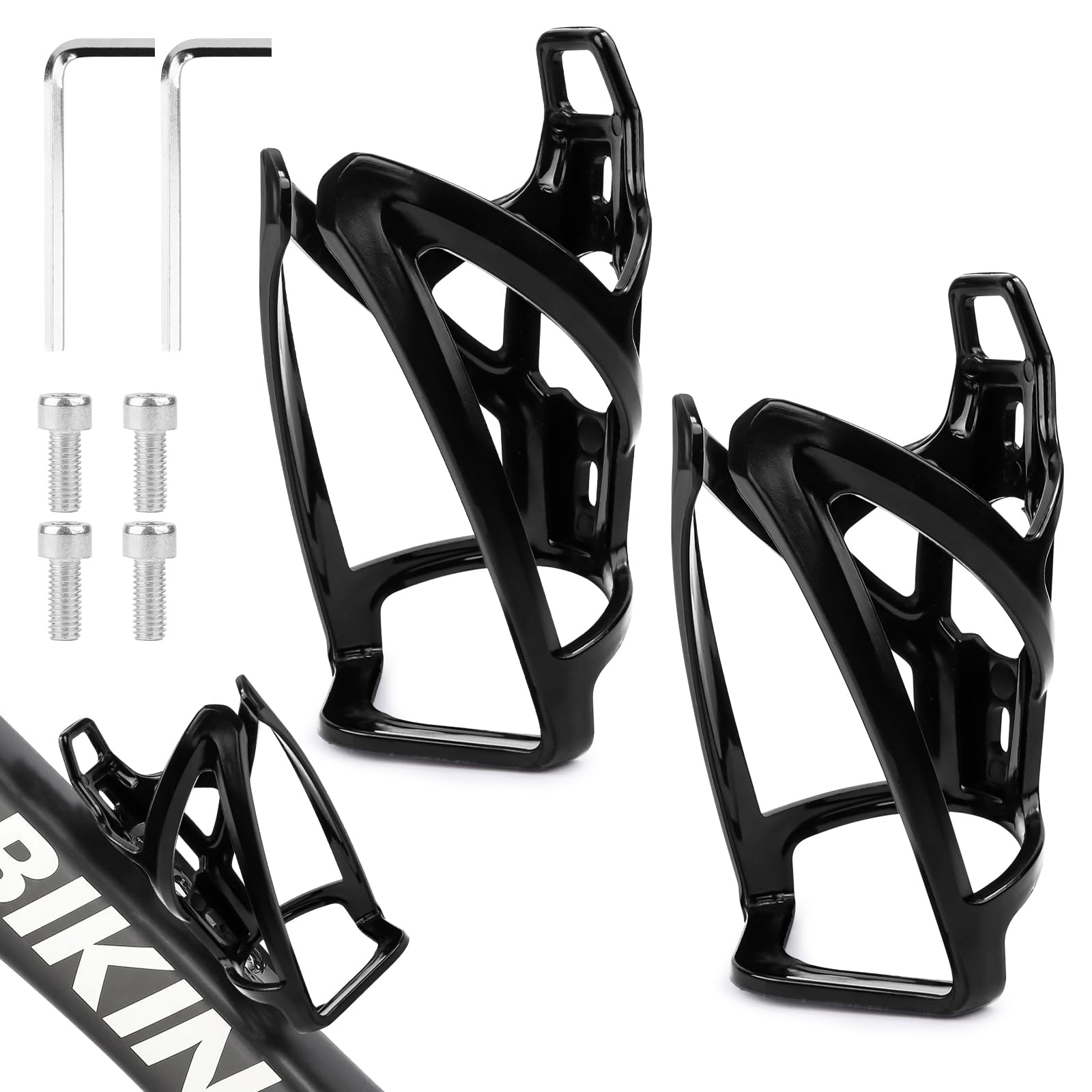 Portabidones Bicicleta - Pack de 2 Portabotellas Bici Mejorada, Porta Bidones para Bici MTB Bicicleta de Carretera, Incluye Tornillos y Herramienta de Montaje