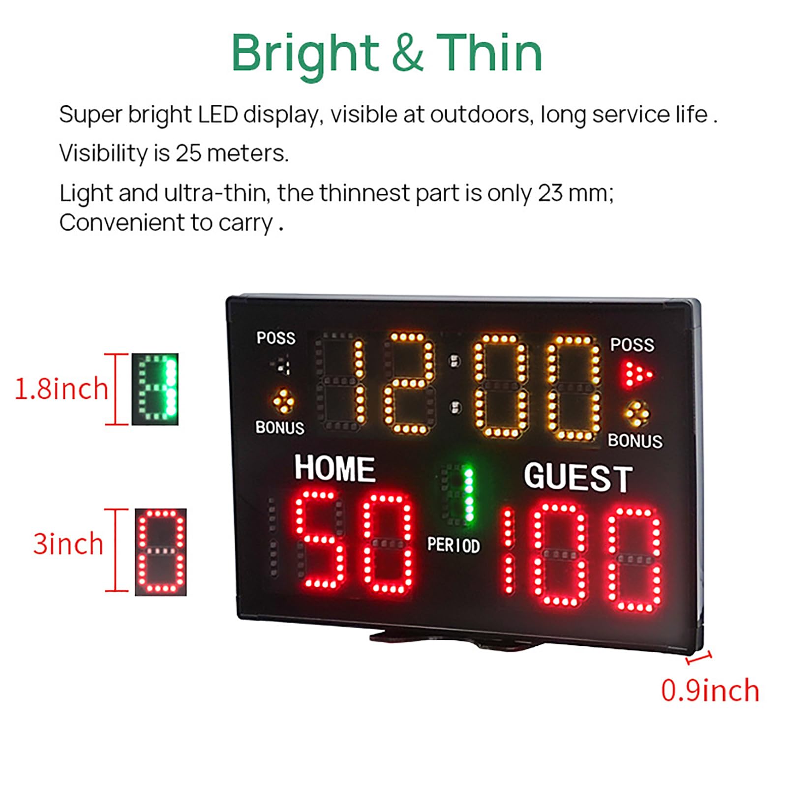 Tabellone Segnapunti Elettronico Multisport 15 Cifre | Per Basket, Pallavolo, Lotta - Alimentazione 100-240V