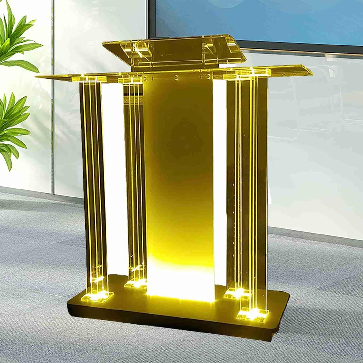 Transparent Acrylic Podium with Wheels, Church Pulpit Podium Stand Portable Pulpits