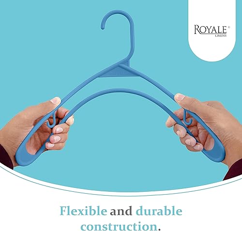 Miniatura 3 de ROYALE Paquete de 20 perchas de plástico azul  Perchas de plástico azul  Percha para ropa con ganchos  Perchas resistentes que ahorran espacio