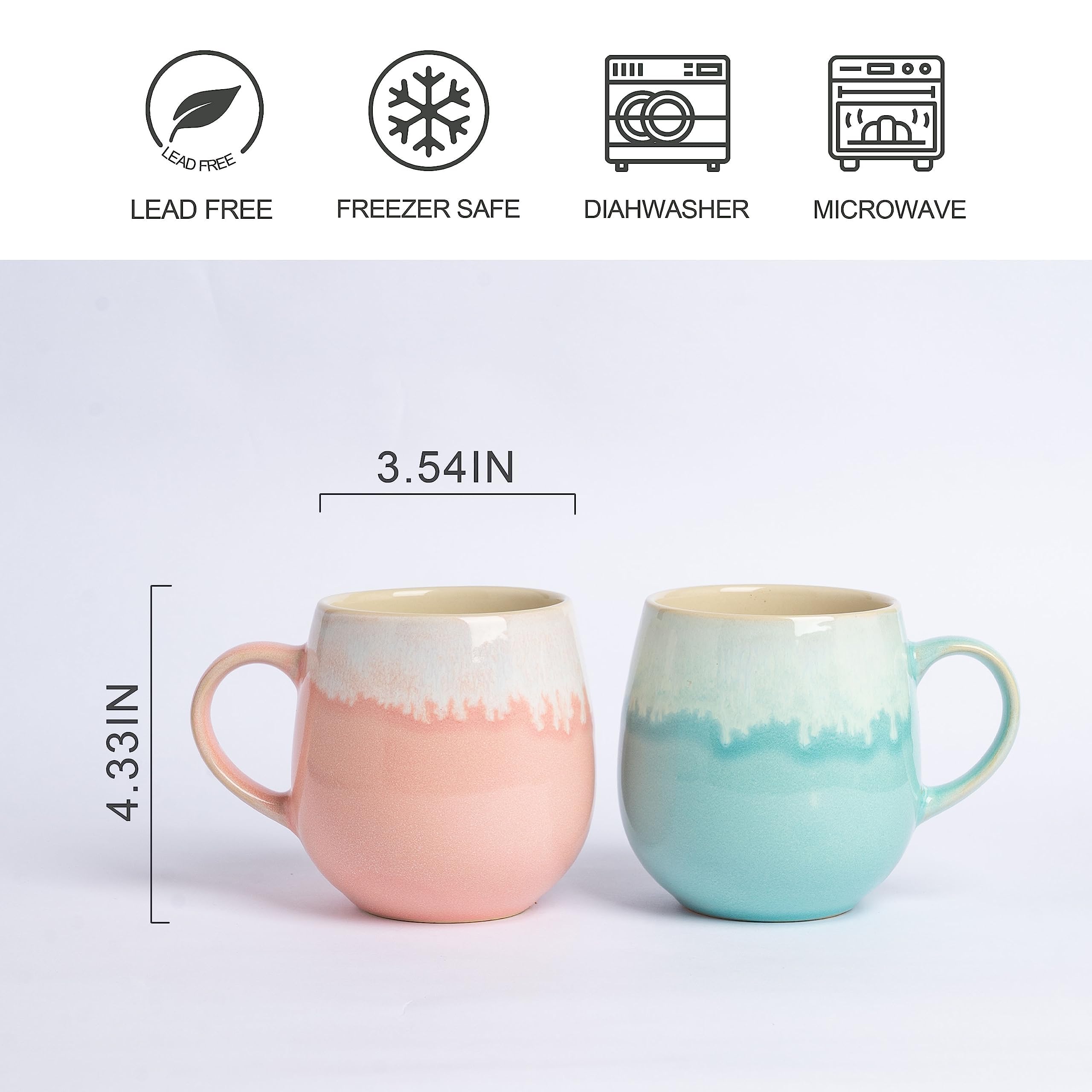 TERESA'S TEASET Large Coffee Mugs 20 oz for Men/Women