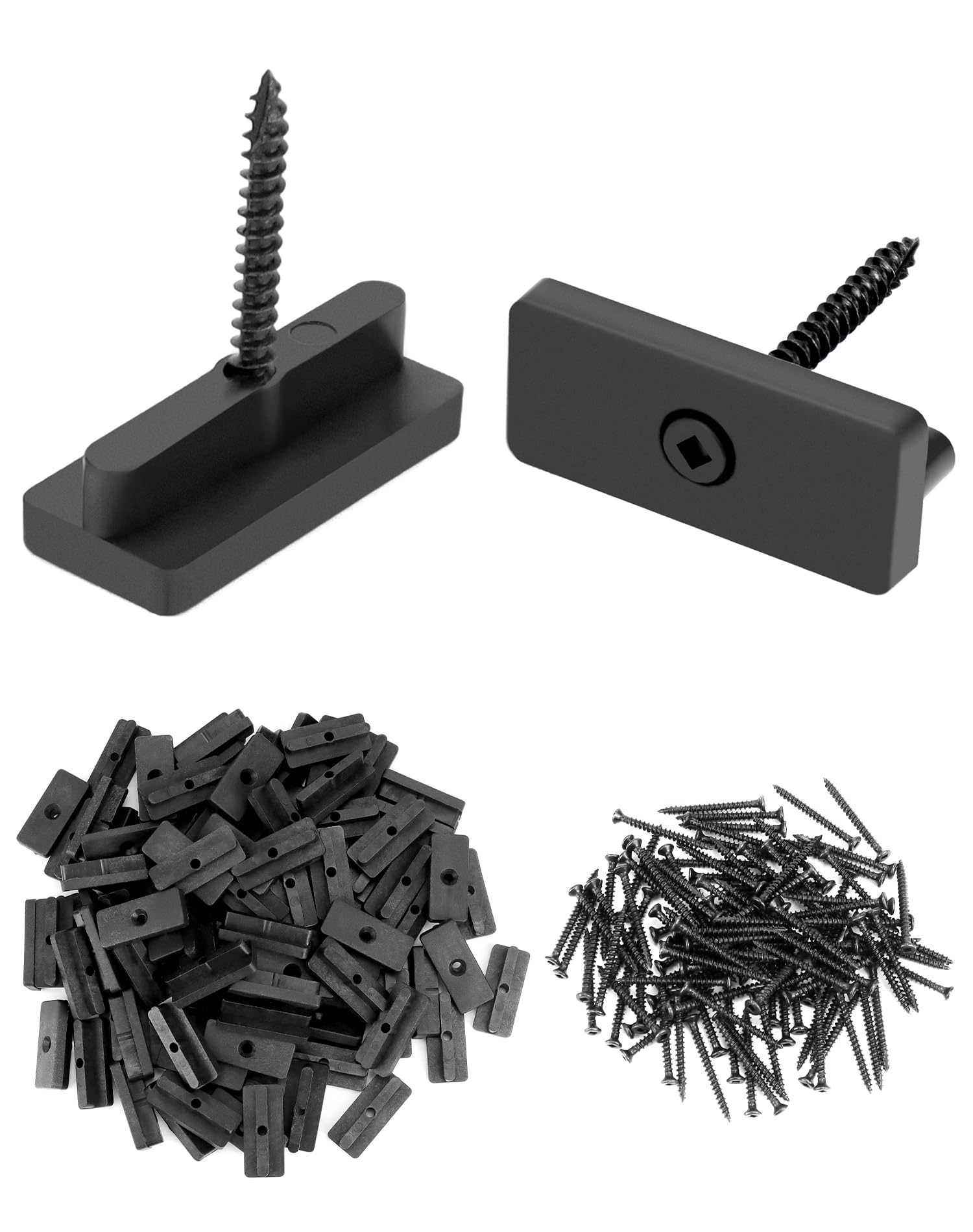 QWORK® 200 szt. Klipsy WPC Klipsy tarasowe 5 mm Ukryte elementy dystansowe ze śrubami do desek tarasowych WPC/BPC