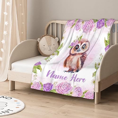 Miniatura 53 de Manta personalizada con diseño de jirafa y elefante, manta de franela suave, acogedora y ligera con nombre para sofá, cama, sofá, regalo, unisex