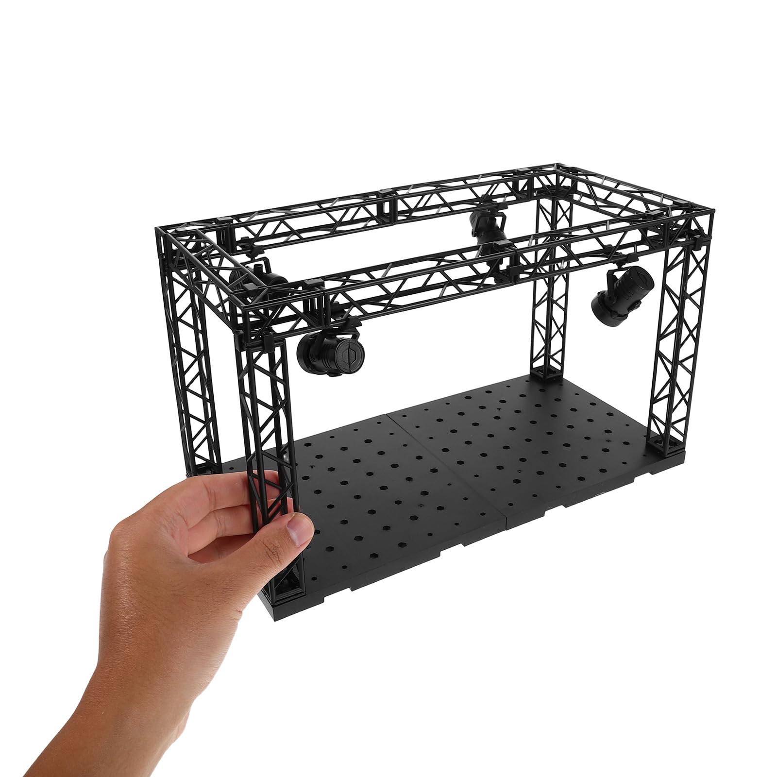 Housoutil Vitrina para Figuras Iluminación Colorida y Protección , Hecha de Plástico Negro, Adecuado para Exhibición de Modelos en Sala de Estar