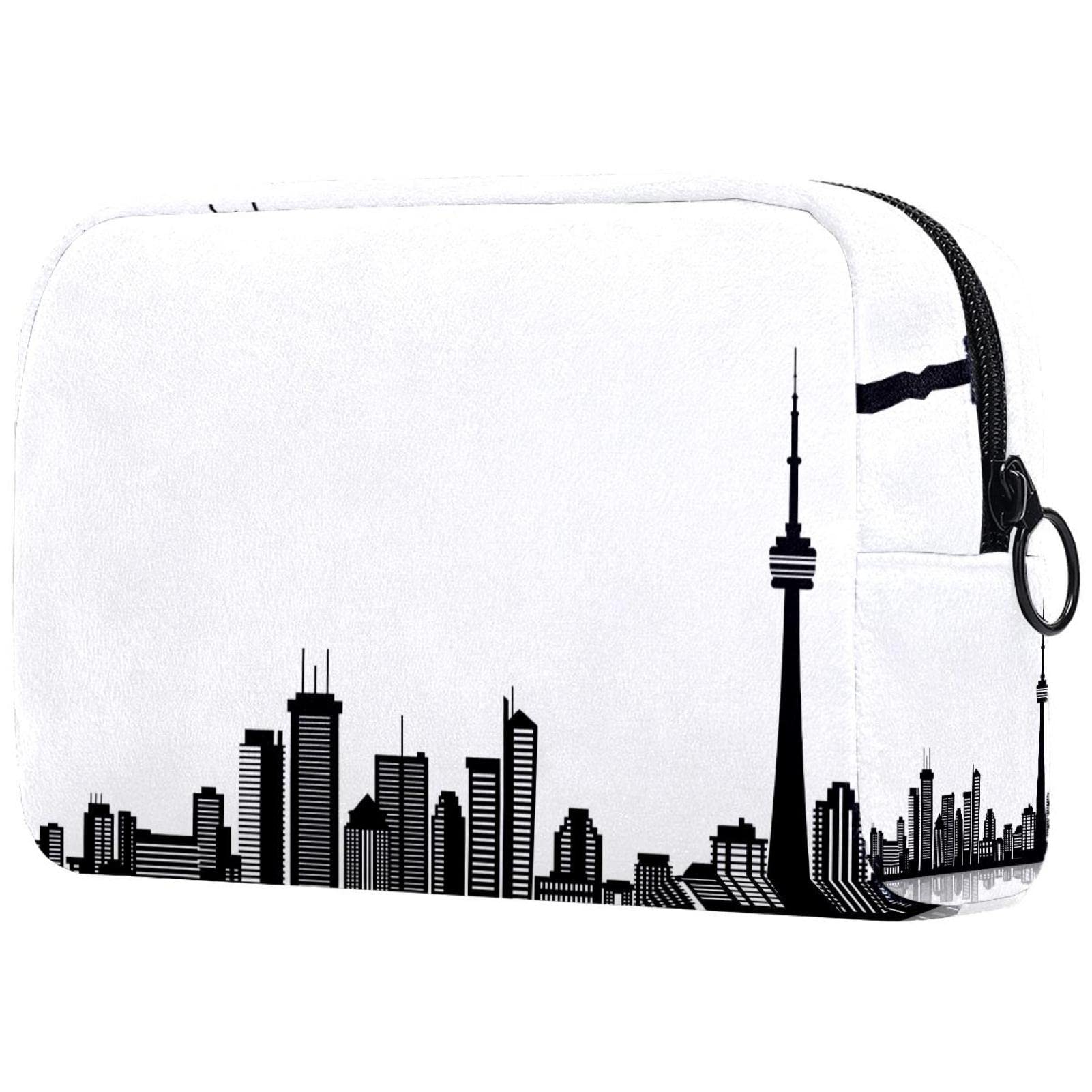 Cosmetic bag Canadian Toronto Black White Large Cosmetic Bag Organizer Multifunctional Travel Bags