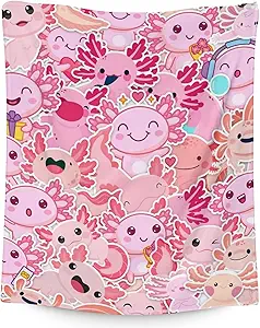 Girl Blanket - 50x60 Inches Cute Axolotl Throw - Pink Soft Fuzzy Blankets for Bed, Couch & Living Room