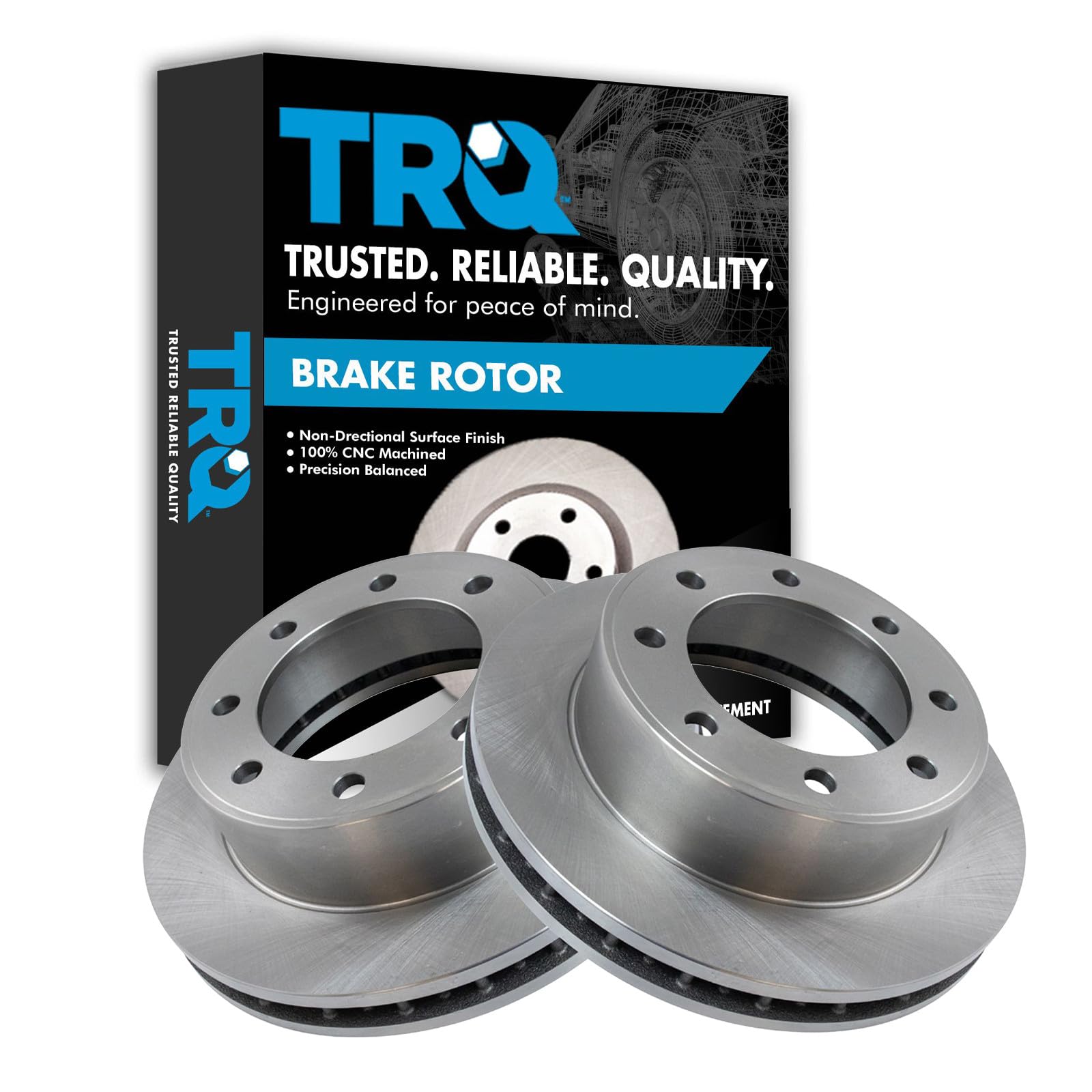 trq front brake rotors set vented compatible with 2000-2005 ford excursion 1999-2004 f-250 super duty f-350 super duty 2001-2003 f-450 super duty 2000-2003 f-550 super duty