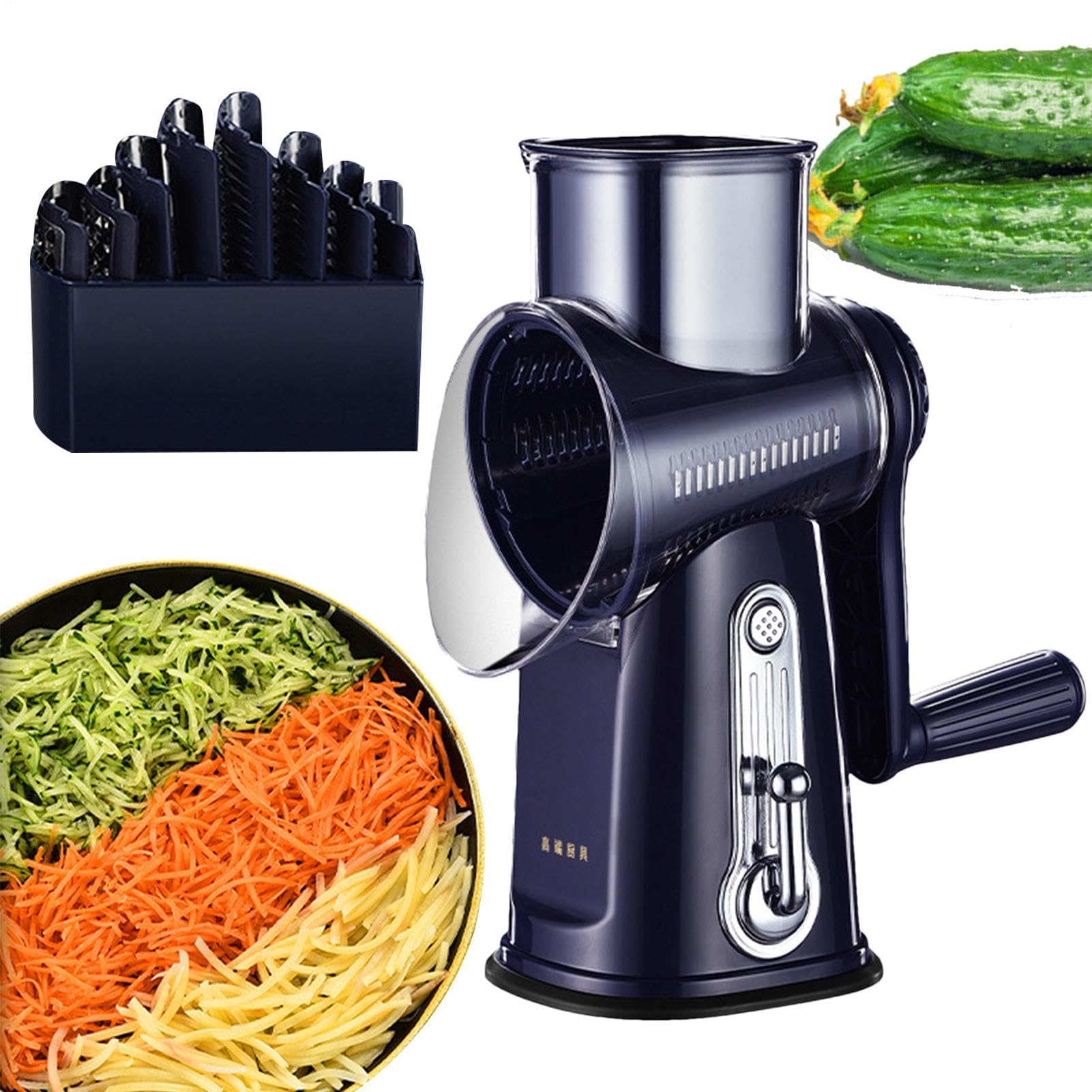 Manueller Käse- und Gemüseschneider – Reibe mit Kurbel | 5-in-1-Reibe | Multifunktionale Slicer für Obst, , Karotten, Kartoffeln, Haushaltsgerät