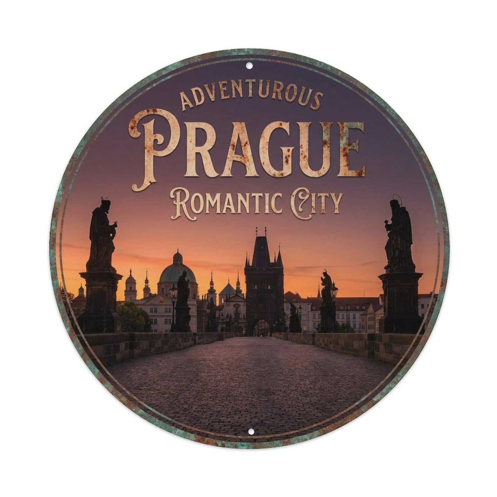 Vintage Travel Prague Czechia Wanderlust Metal Tin Sign