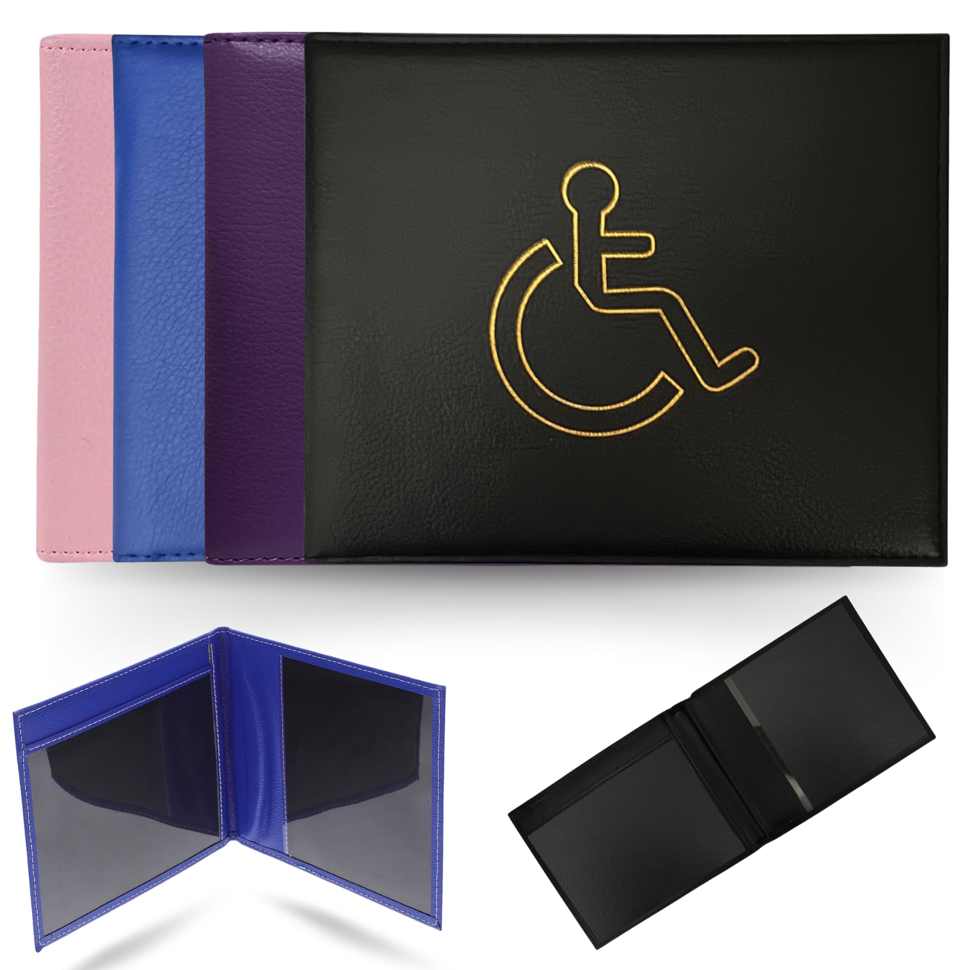 Miami Tex Soft PU Leather Disabled Blue Badge Holder Wallet for Car - Disabled Badge Holder for Car, Holder Disability Badge Wallet (Black)