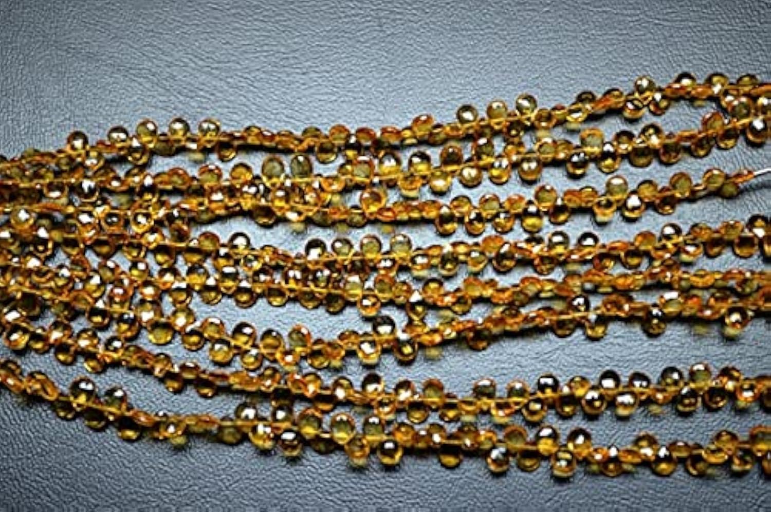 Citrine naturelle non traitée facettée en poire pour enfilage de perles de 6 pouces