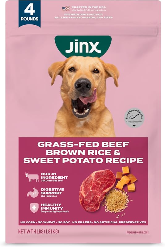 Ração Seca para Cães Jinx com Carne Bovina, Arroz Integral e Batata-Doce 1,81 kg