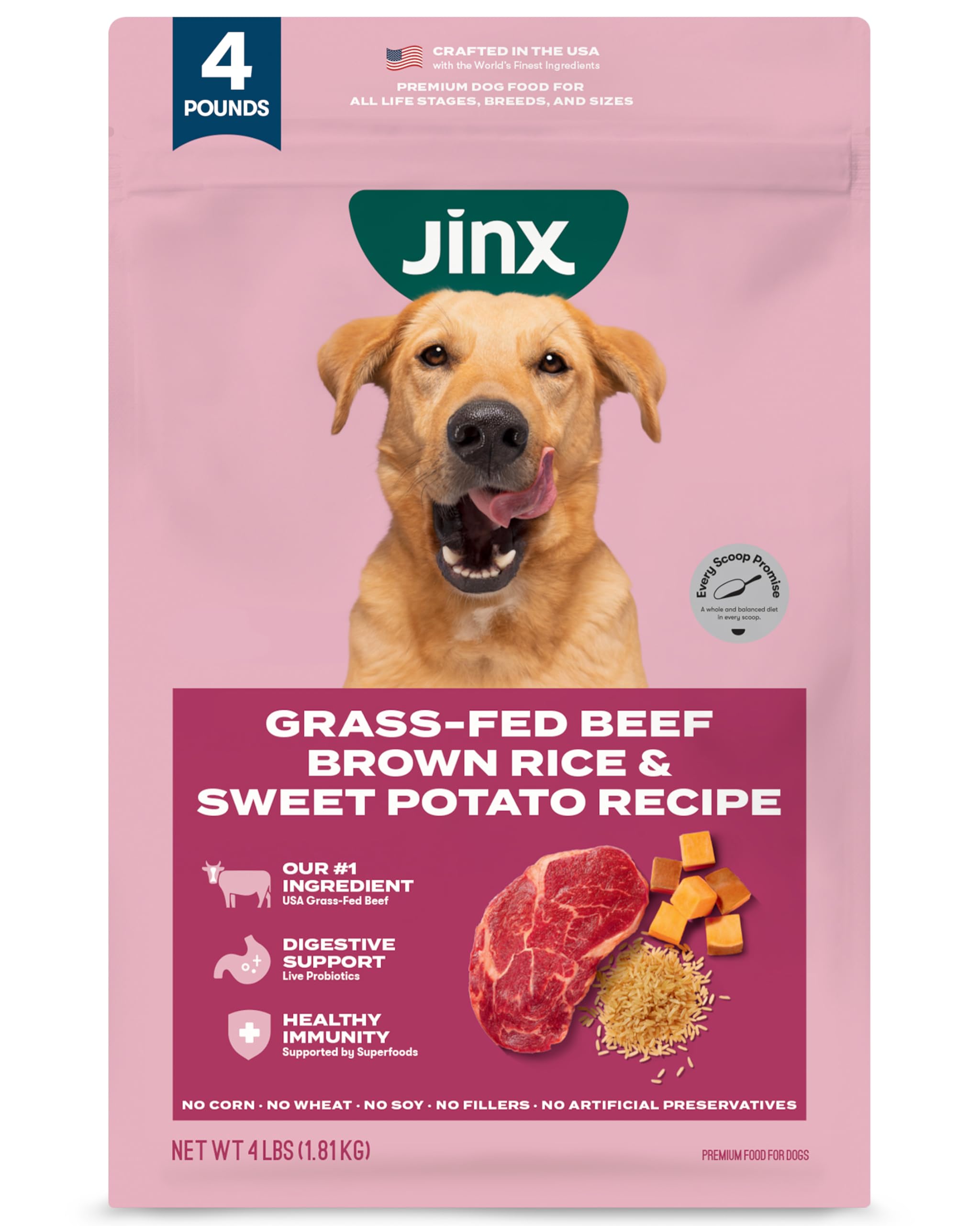 Jinx Premium Dry Dog Food, for All Lifestages - Real Beef, Brown Rice & Sweet Potato Kibble
