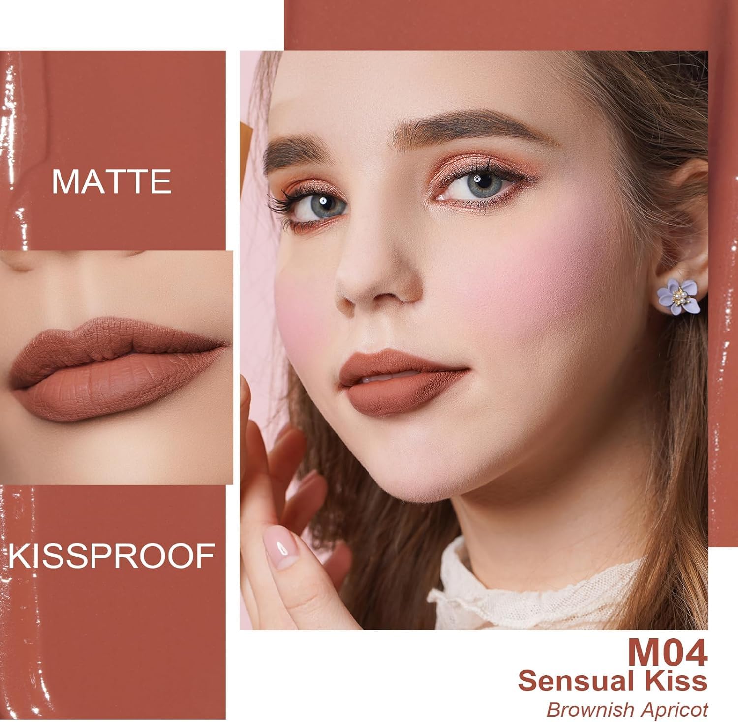 Oulac Matte Liquid Dark Red Lipstick for Women, Long Lasting Lip Stain, Waterproof Highly Pigmented Creamy Formula Lipstick with Vitamin E, Vegan, 4.5ml (M18) — view 23