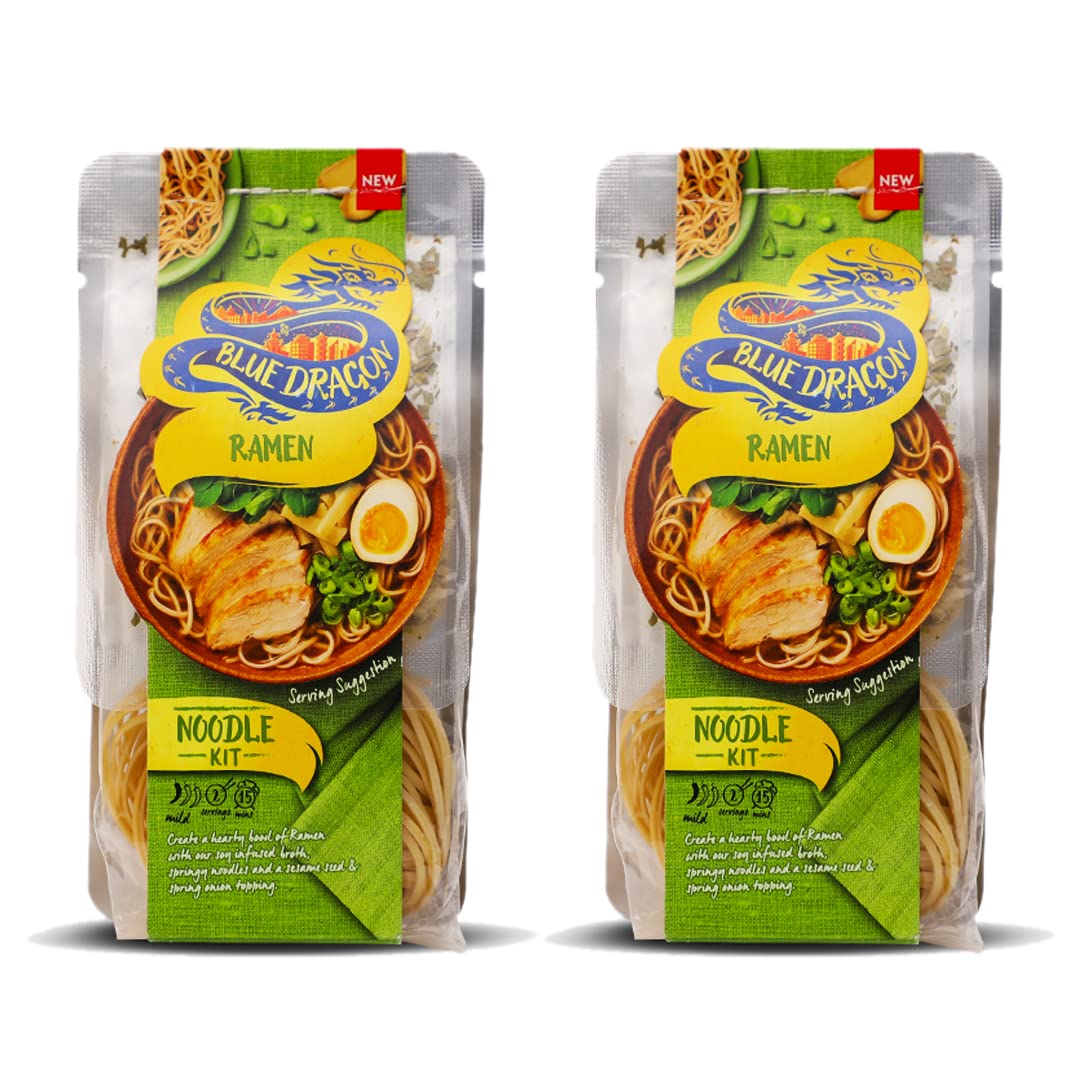 Blue Dragon Ramen Noodles Kit | Vegan | No Preservative & Artificial Colors | Soya, Wheat, Peanuts & Nuts | Ramen Noodle Packet - 201gm(Pack of 2)