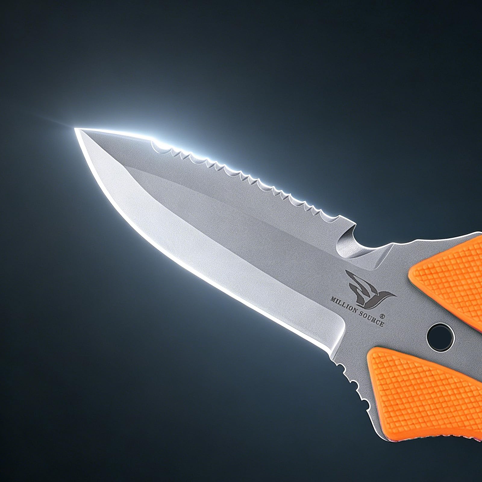 Tauchmesser Outdoor Rettungsmesser - 19 cm - Mit Sägezacken, Leuchtgriff & mehr - Ideal für Tauchen, Überleben & Notfälle