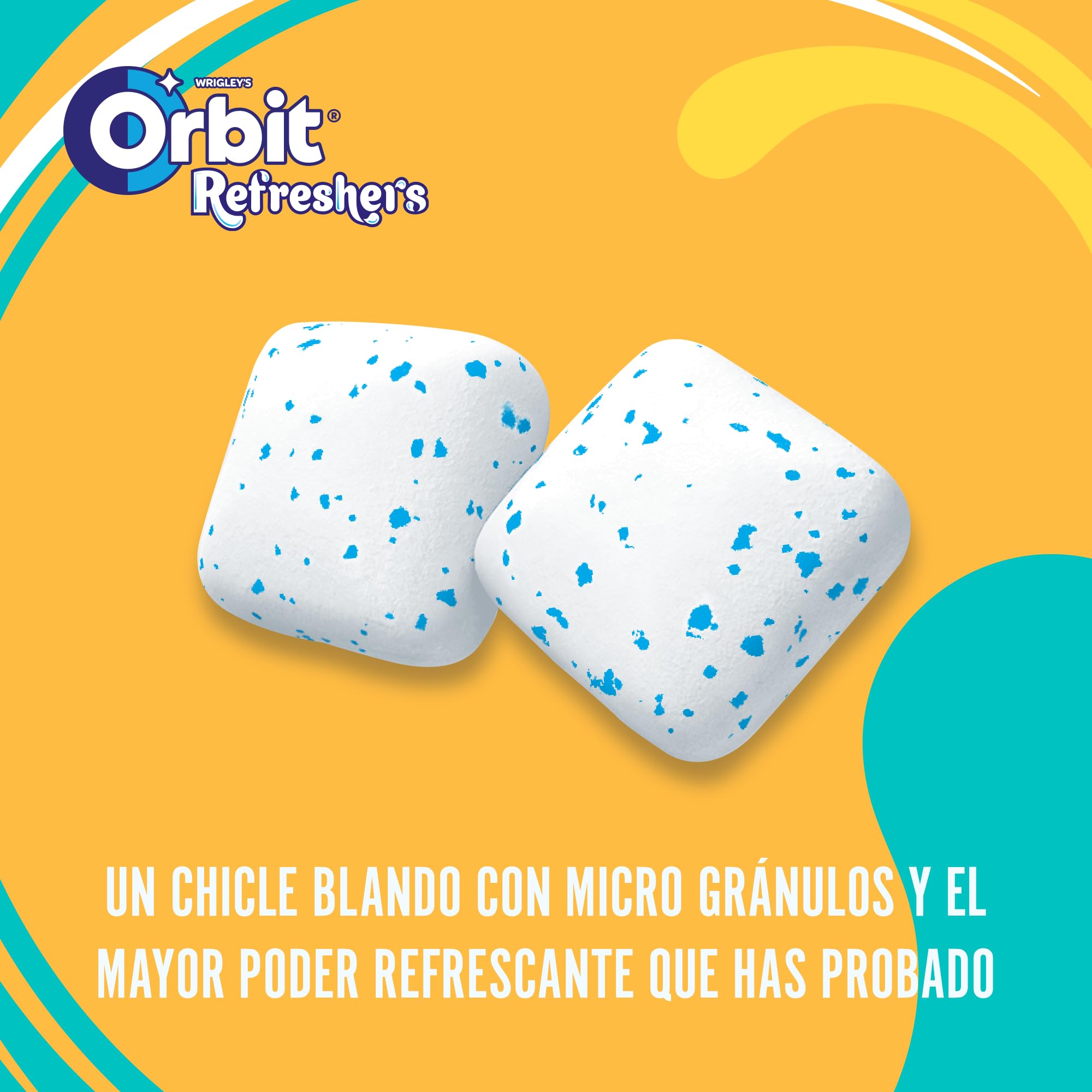 Orbit Refreshers Chicles Sin Azúcar Sabor Tropical en formato gragea Handypack, 16x7uds
