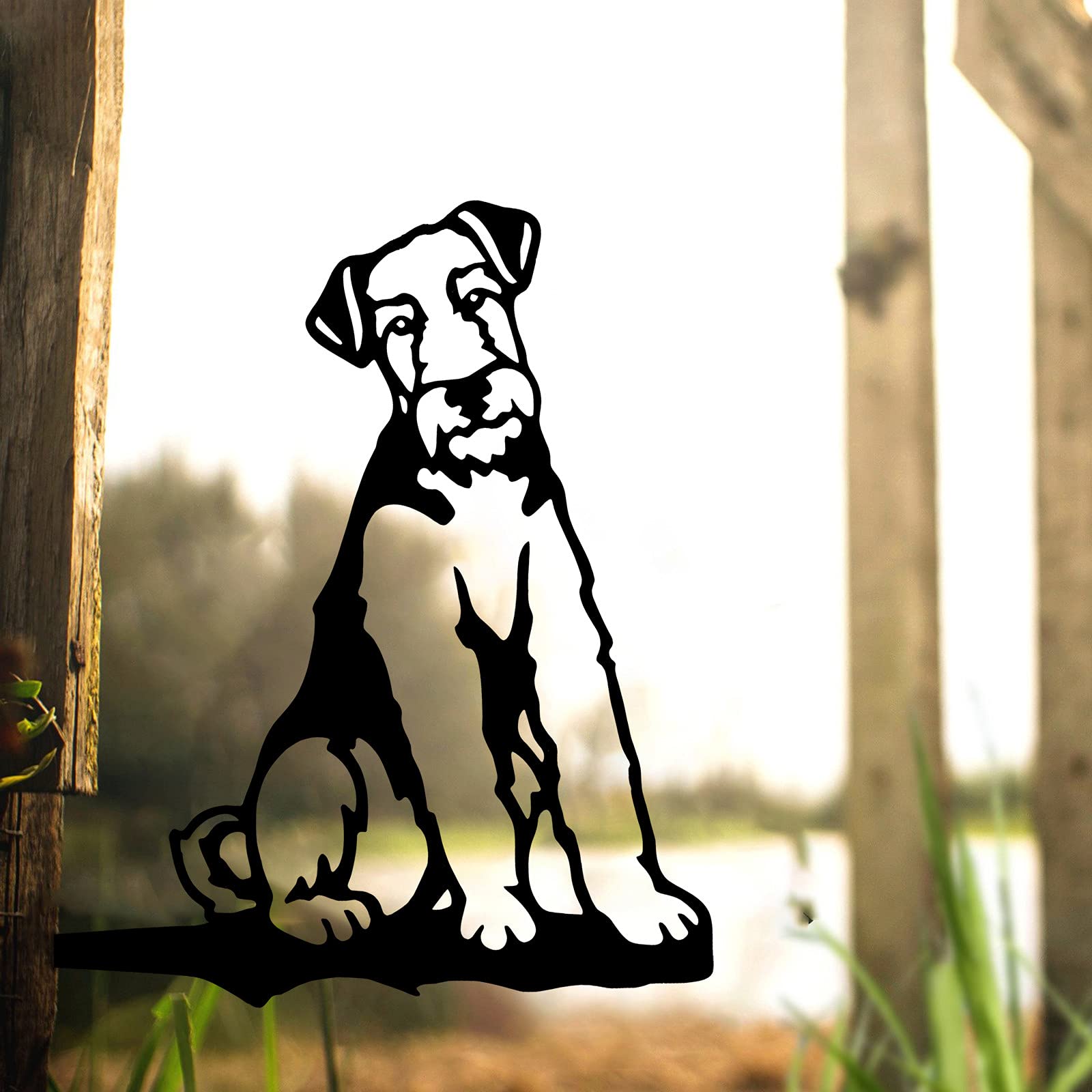 Obelunrp Art De La Cour Pour Chiens, 26x29cm En Métal Jardin Pour Chiens Jardin, Silhouette Noire à L'épreuve Des Intempéries Décor De Extérieur Pour Les Amateurs D'animaux, La Pendaison Maison, Le