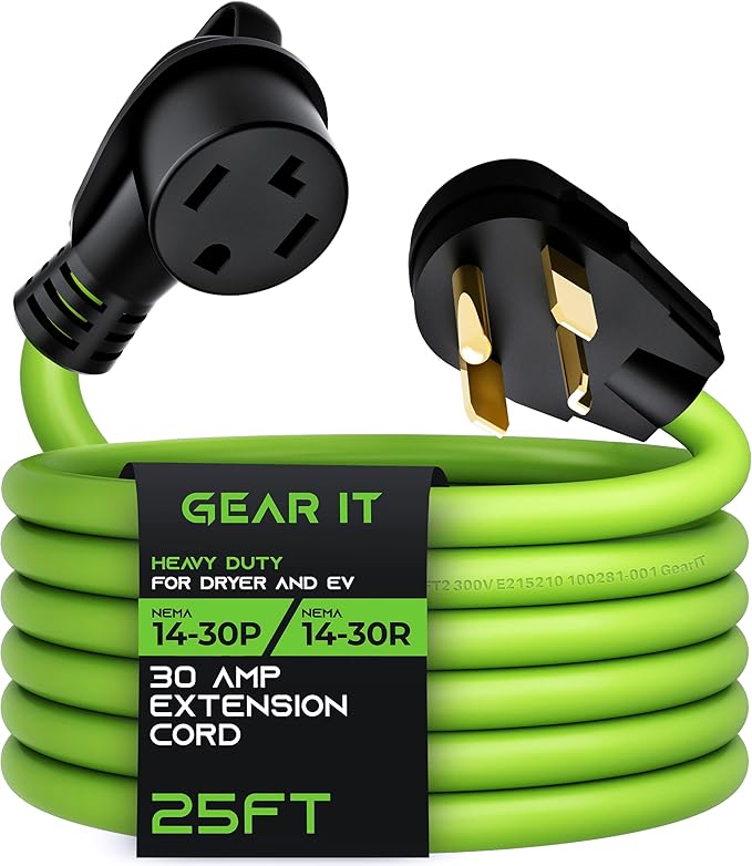 GearIT 30Amp 4Prong Extension Cord for Dryer and EV (25