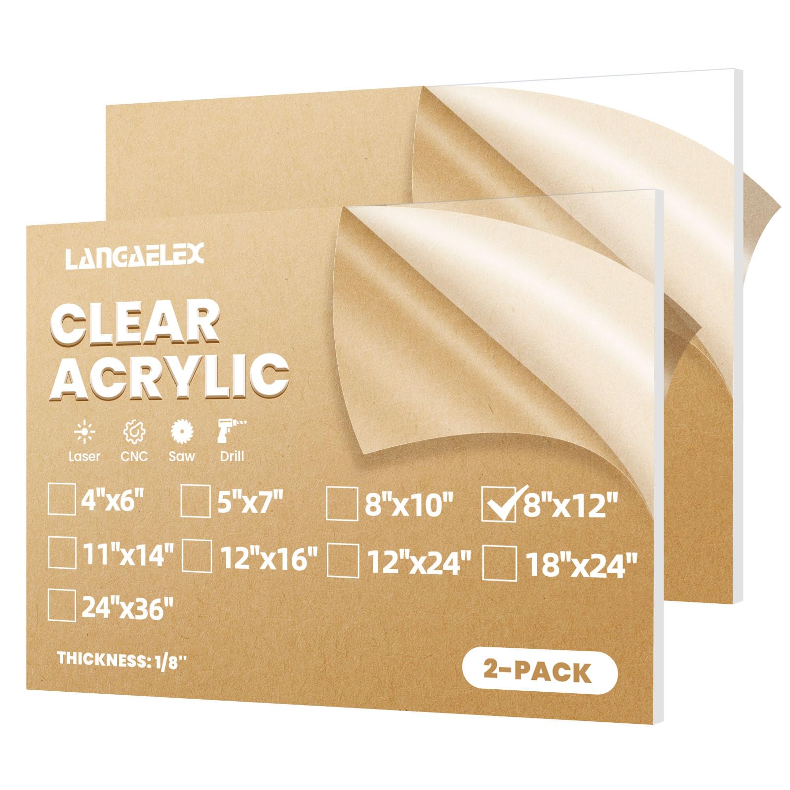 Clear Plexiglass Sheets - 2 Pack 12x24" -16 Clear Plexiglass Sheets - 2 Pack 12x24" -16