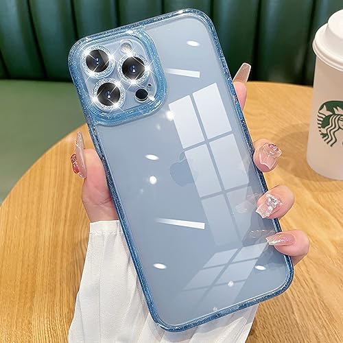 Miniatura 2 de Funda para iPhone 14 Pro con cubierta protectora de lente de cámara brillante, lindo diamante brillante, parte trasera delgada y purpurina