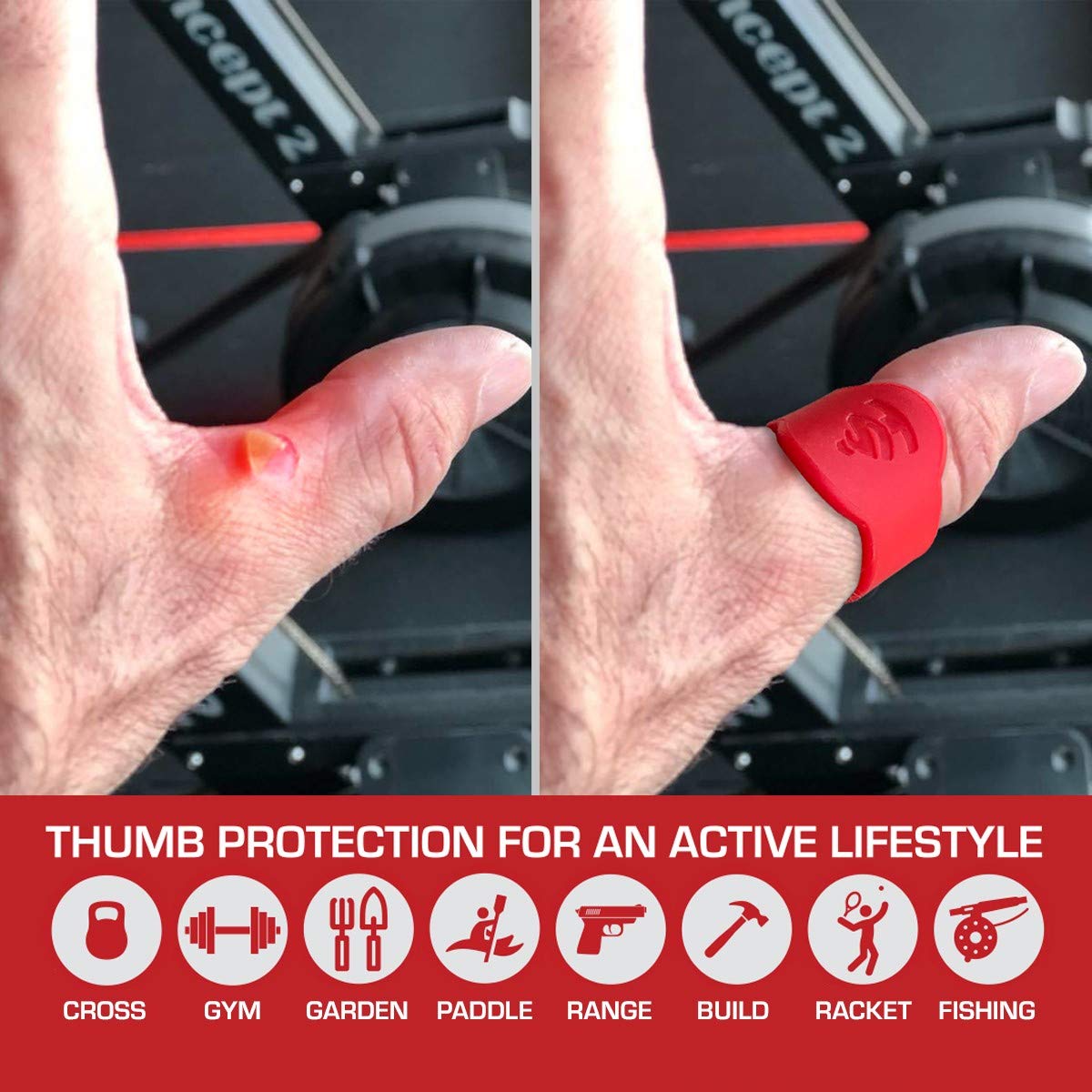 ThumbShield - Thumb Blister Protection and Prevent Calluses for Hook Grip, Crossfit, Weightlifting, Powerlifting, Gardening, Chores Around The House and More - 4 Pack (XX Large)