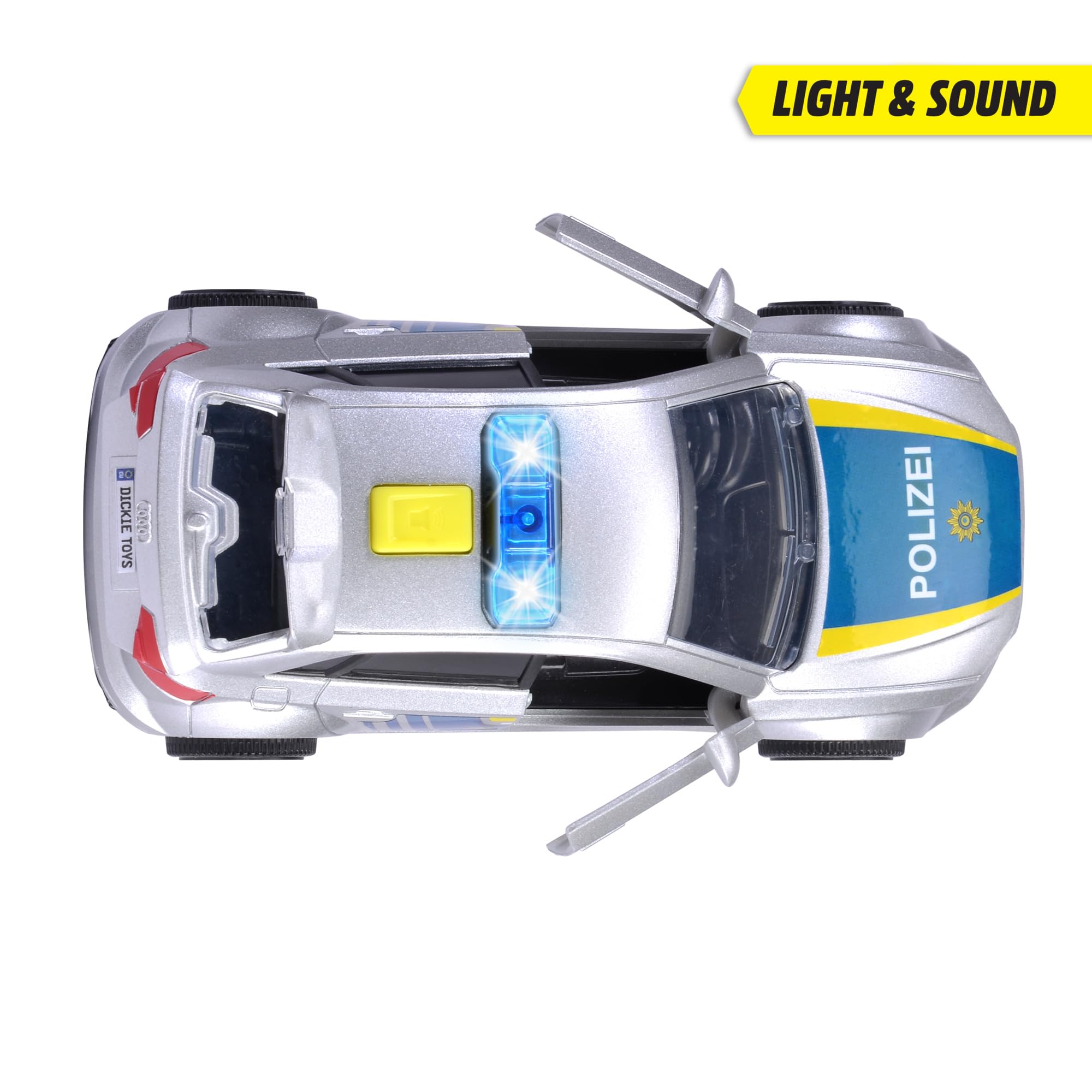 Dickie Toys - Audi RS3-15 cm police car with road lock and pylon, light & sound, friction drive, for children aged 3 years and over - Image 4