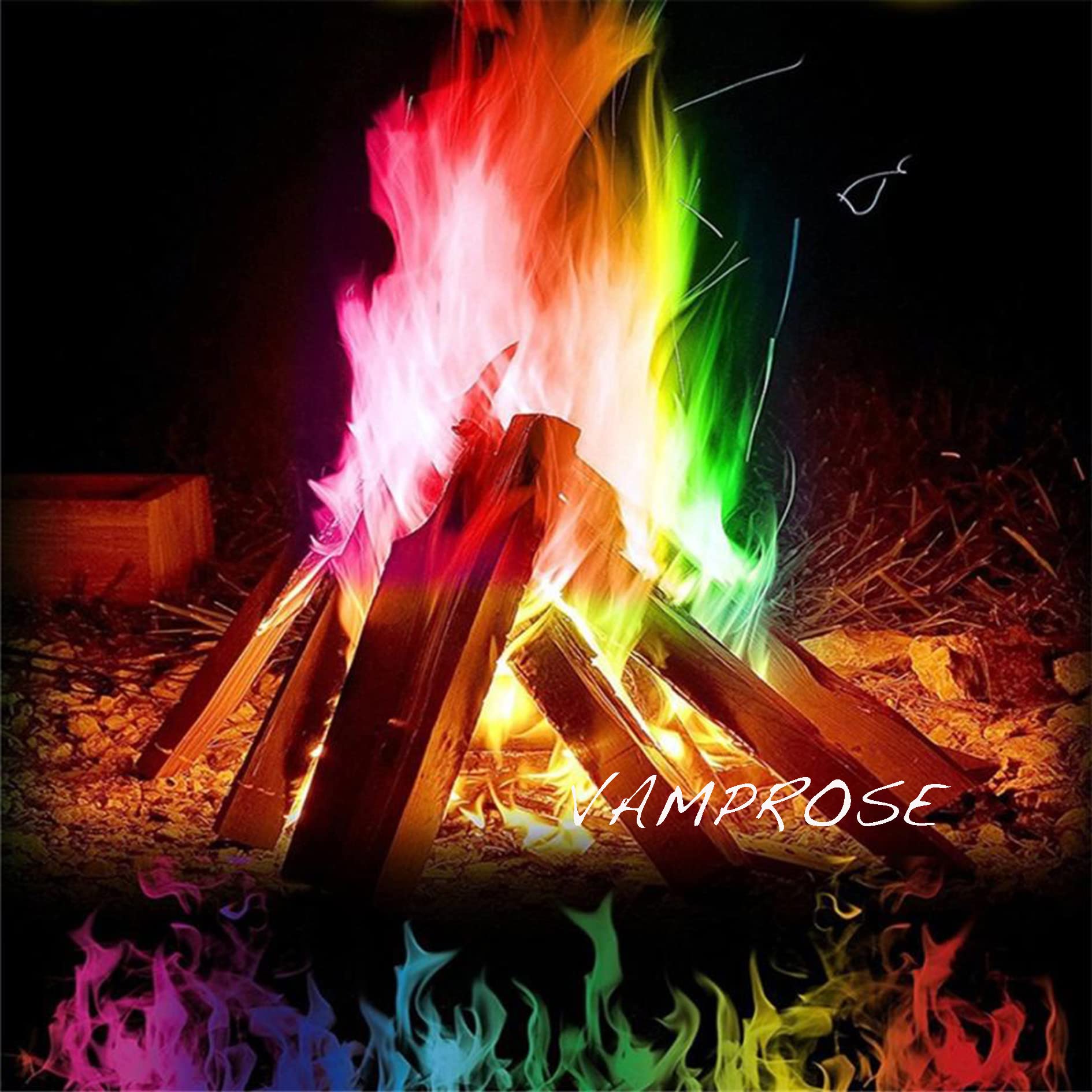 絵画「初冬の森の焚火」 group-around-bonfire-