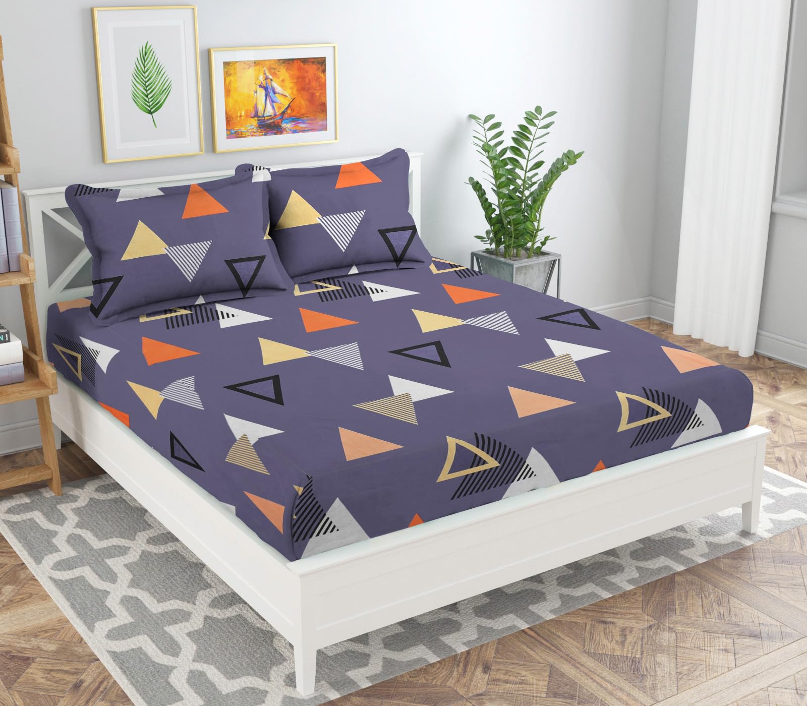 VAS COLLECTIONS 160 GSM Double Bedsheet with 2 Pillow Covers - 180 TC Supersoft Glace Cotton - Breathable & Wrinkle Free - 3 Pcs Set | Grey & Orange (B09FGFMVKM) Amazon Price History, Amazon Price Tracker