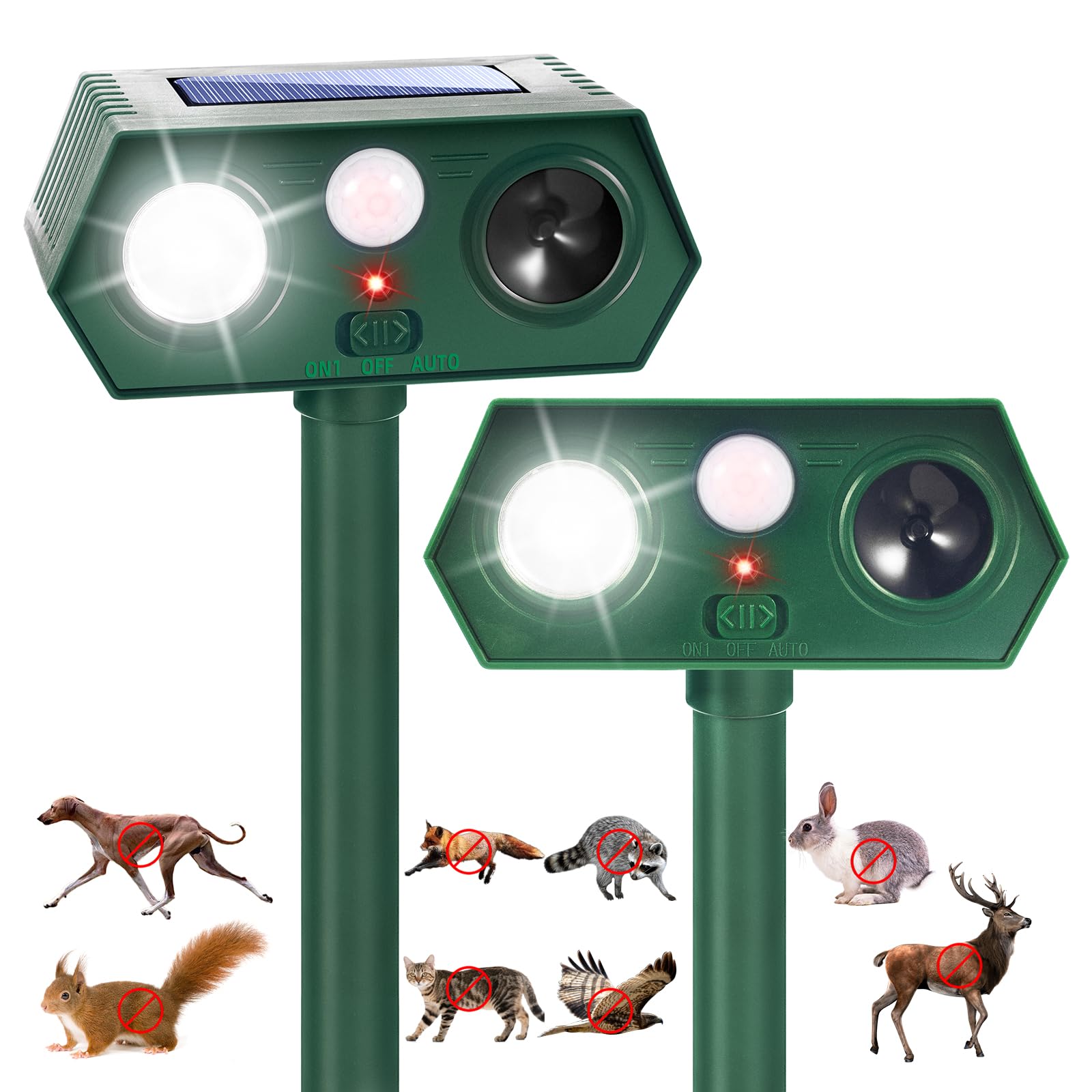 Photo 1 of 2026 Sonic Fortress Pro Deer Repellent Devices, Racoon Repellent Outdoor Squirrel Fortress Pro IP65 Animal Repeller Cat Deterrent with Motion Sensor&Flash Light to Scare Dog Out of Garden Yard(2Pack)