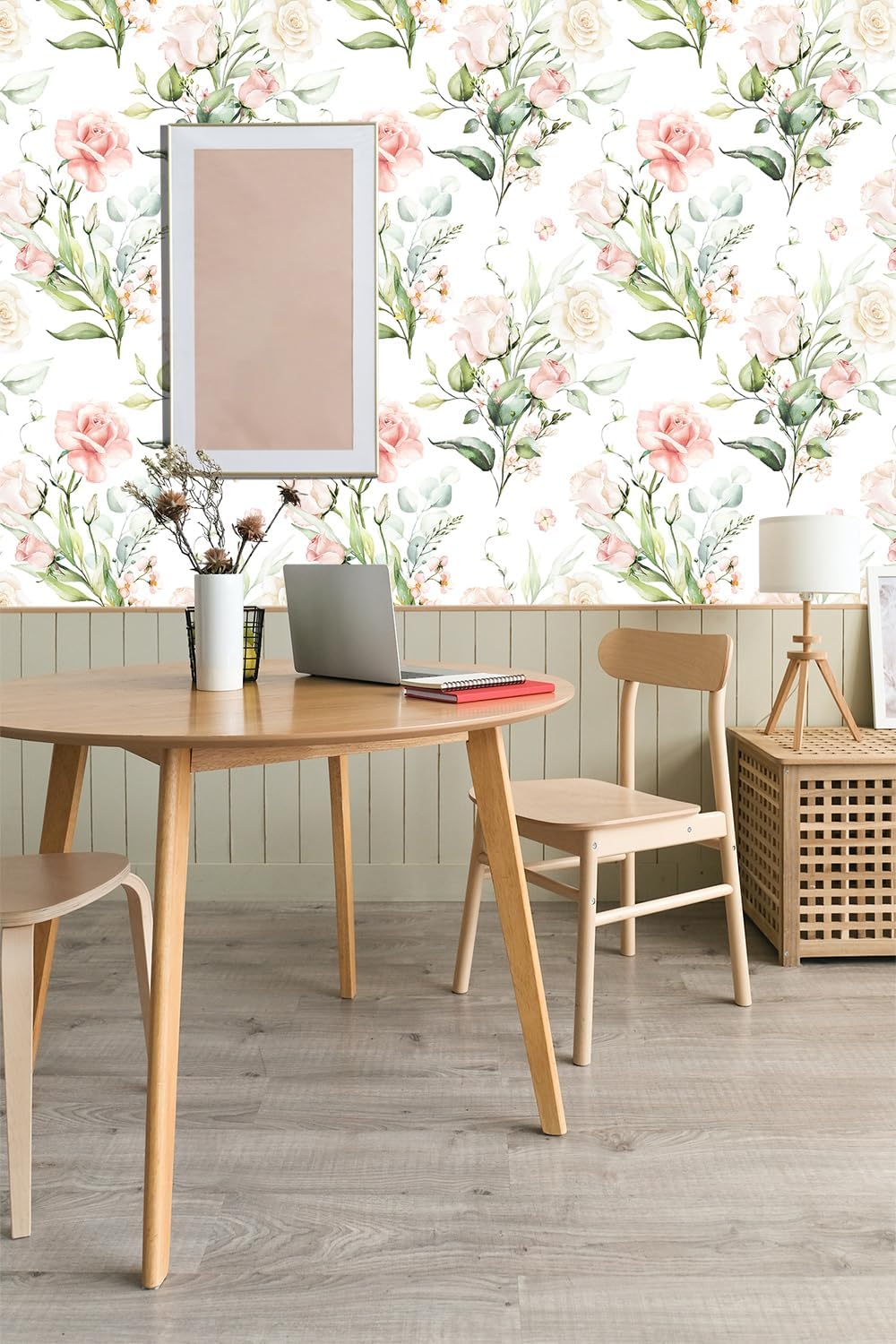 Vintage Floral Peel and Stick Wallpaper, Pink Floral, Self-Adhesive, Removable, for Decorative Bedroom Bathroom Home Wall (17.3"x236"),D20