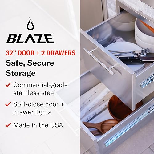 Miniatura 2 de Blaze - Combo de puerta de acceso de acero inoxidable de 32 pulgadas y cajón doble - BLZ-DDC-R-LTSC