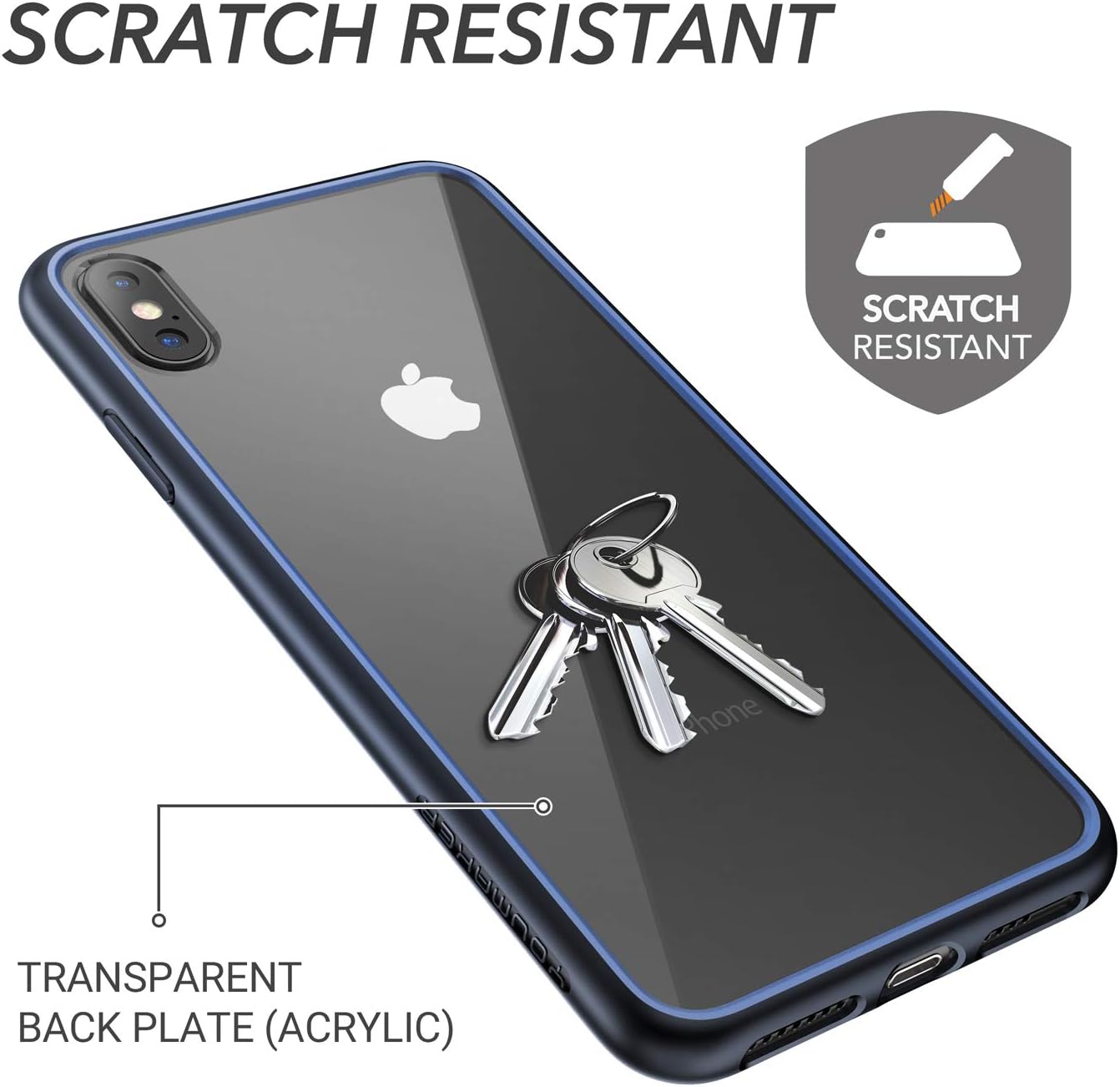 YOUMAKER Premium Crystal Clear Hybrid Case for iPhone Xs Max, Slim Fit Lightweight Bumper Scratch Resistant Drop Protection Shockproof Protective Cover for All New Apple iPhone Xs Max 6.5 inch - Blue