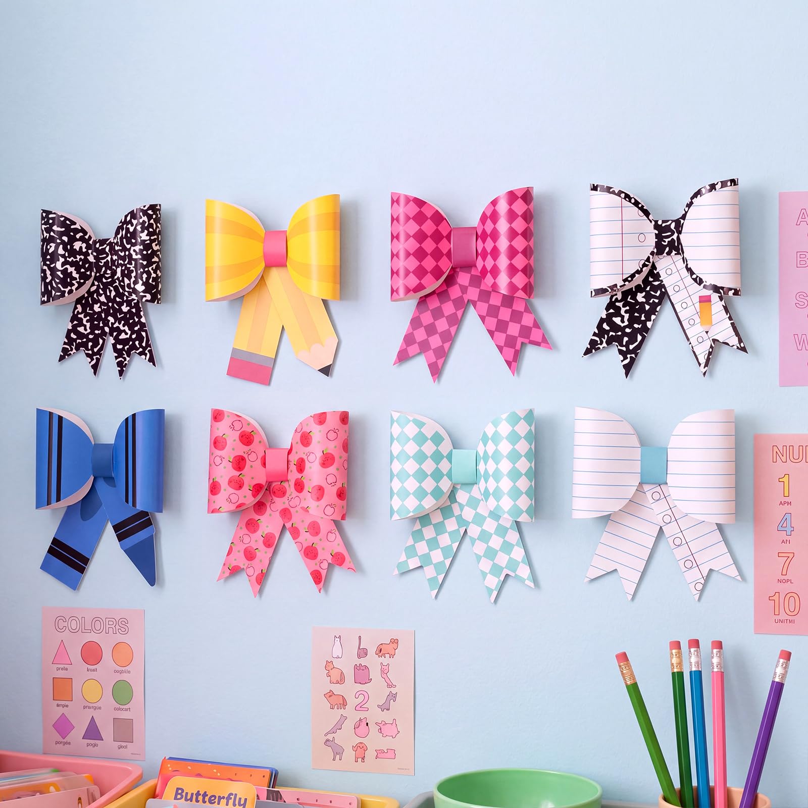 Lazos para decoración de aula y proyectos artísticos infantiles en el colegio
