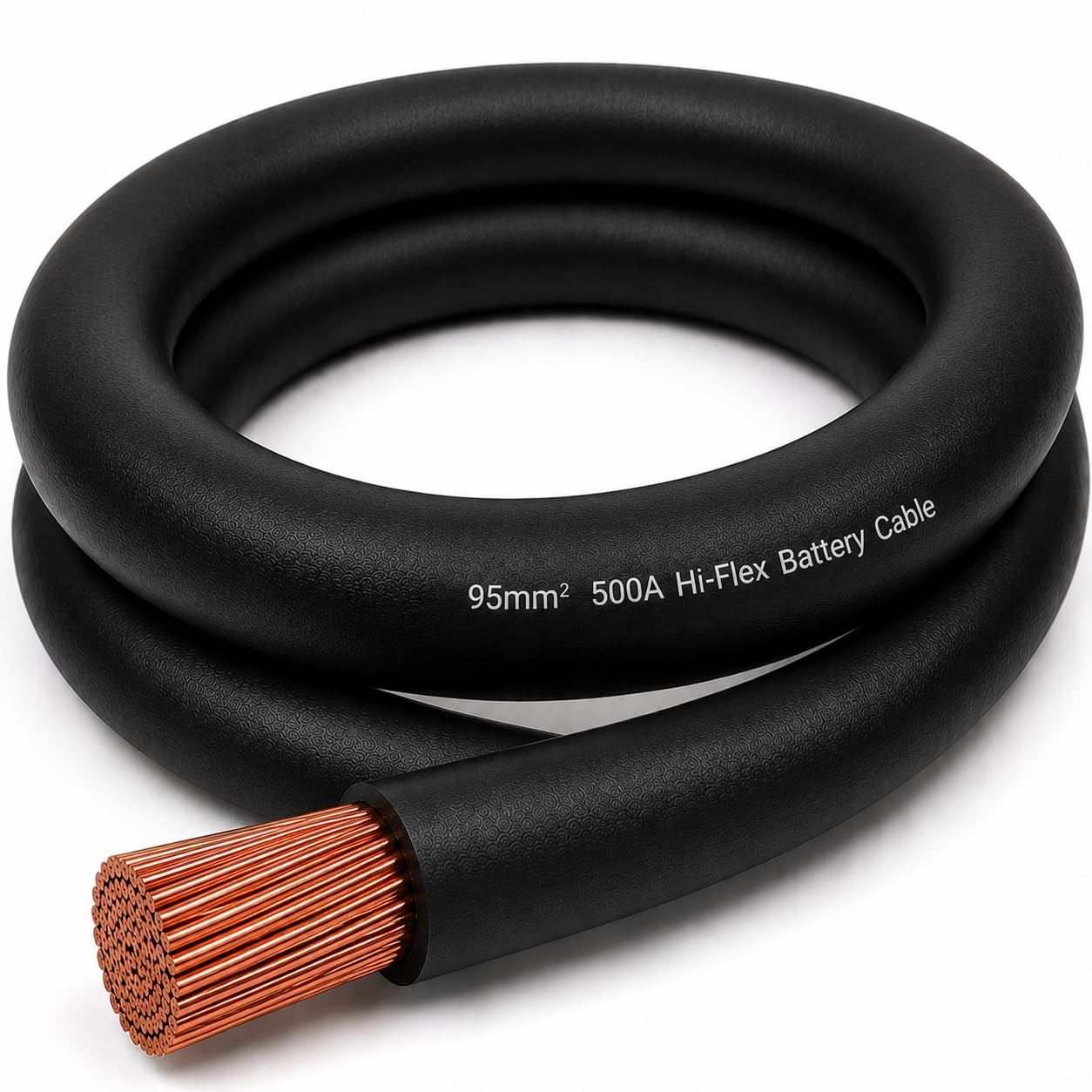 MKGT 500A Hi-Flex Battery Cable – 95mm2 000 Gauge Pure Copper Single Core PVC Welding Wire for 12V & 24V Automotive, Campervan, Solar, Inverter & Leisure Battery Systems (Black, 1 Meter)